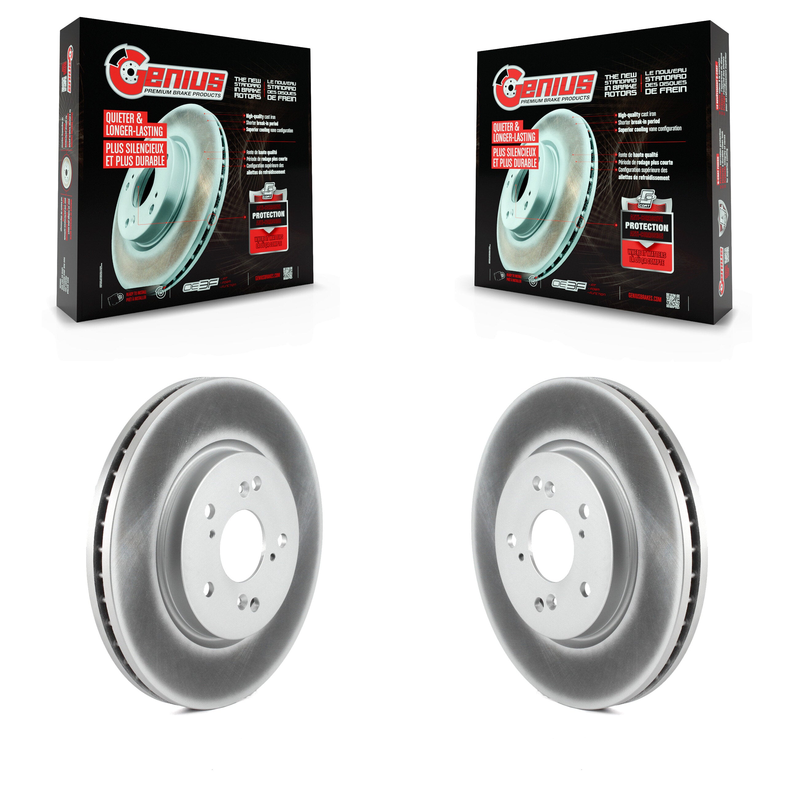 Genius KG-100263 Disc Brake Rotor for 2007-2016 Honda Crosstour, Honda CR-V and More - Front