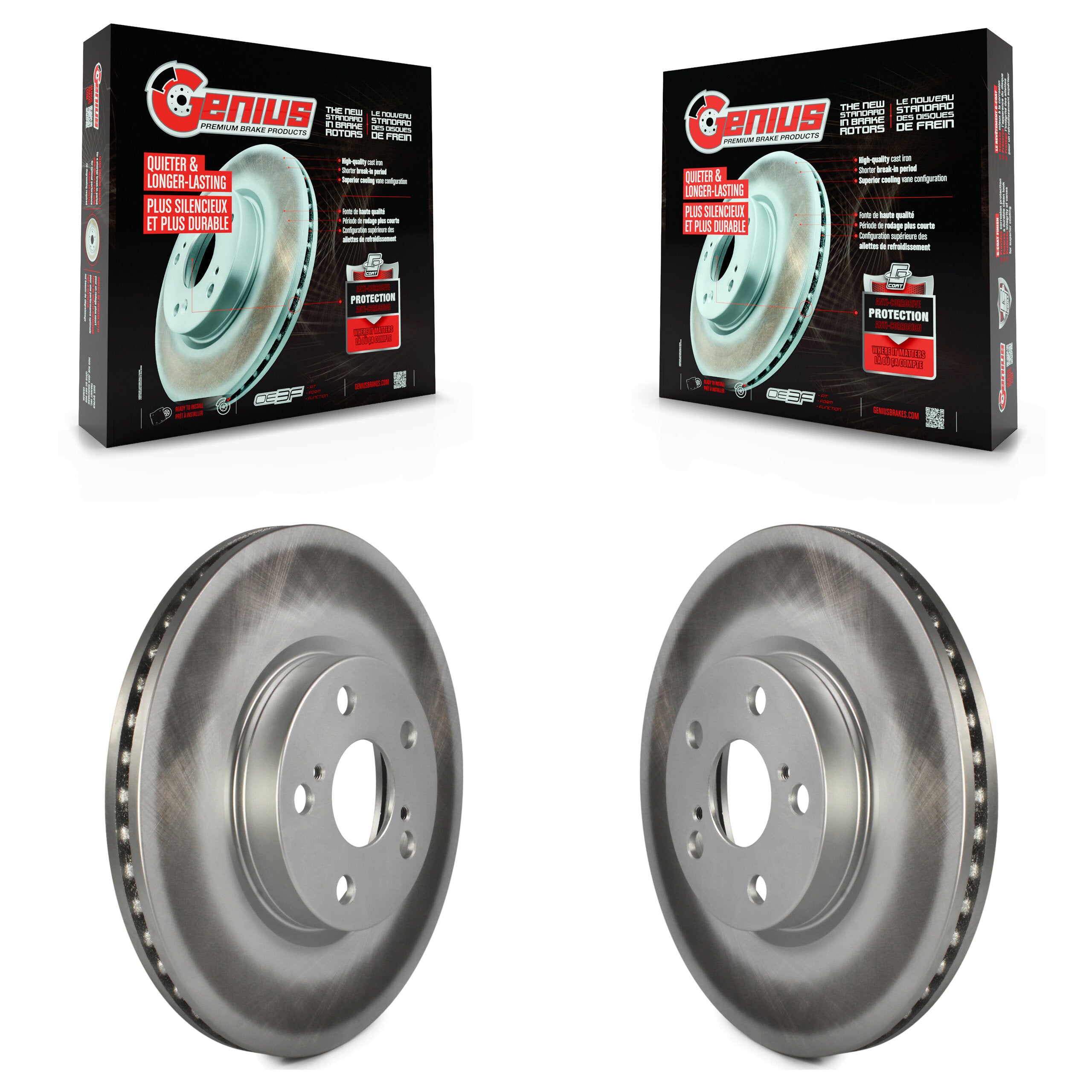 Genius KG-100287 Disc Brake Rotor for 2008-2019 Toyota Corolla, Toyota Matrix and More - Front