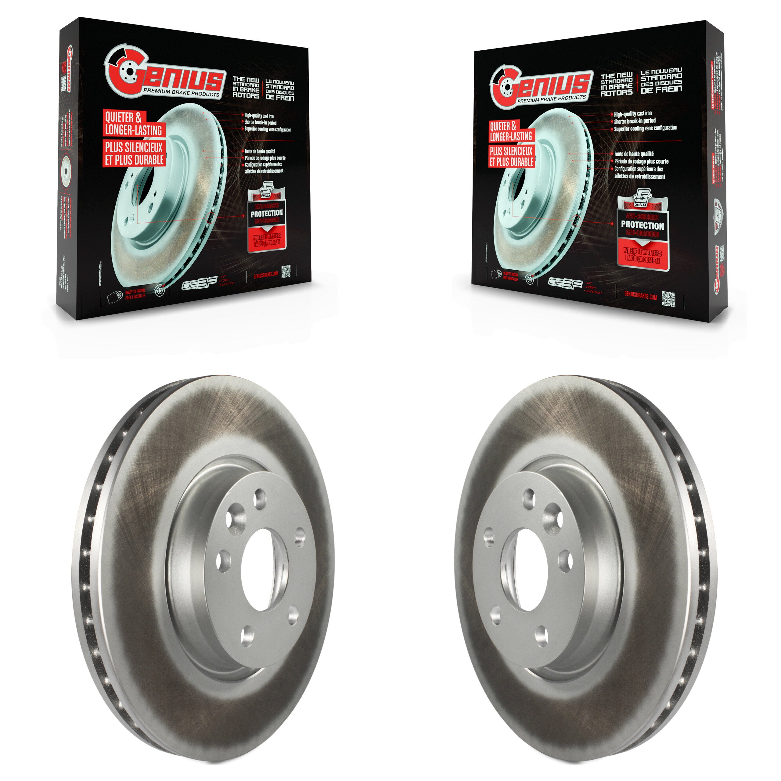 Genius KG-100306 Disc Brake Rotor for 2007-2020 Land Rover Range Rover Evoque, Volvo S80 and More - Front