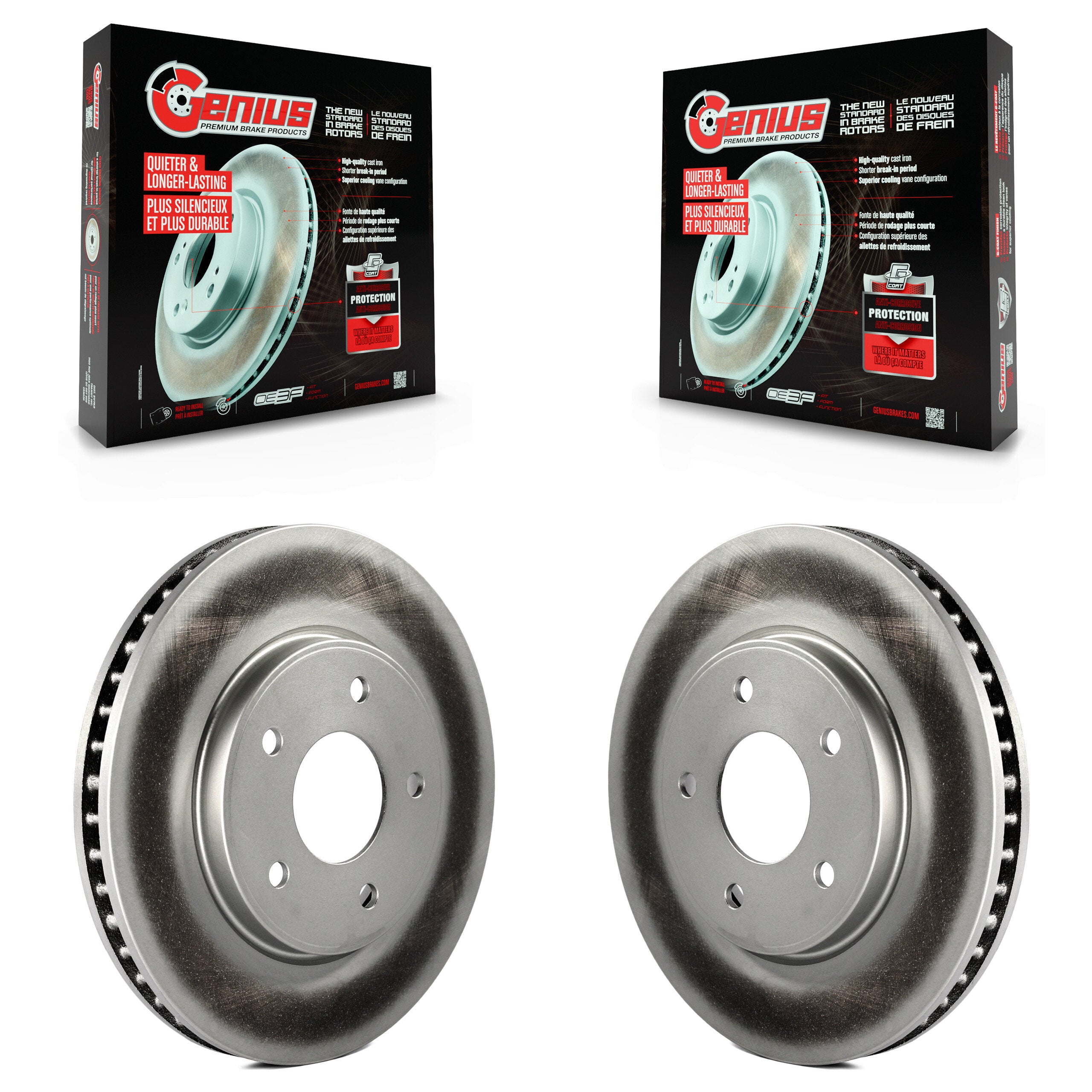 Genius KG-100327 Disc Brake Rotor for 2011-2025 Nissan LEAF, Chevrolet City Express, Nissan NV200 - Front