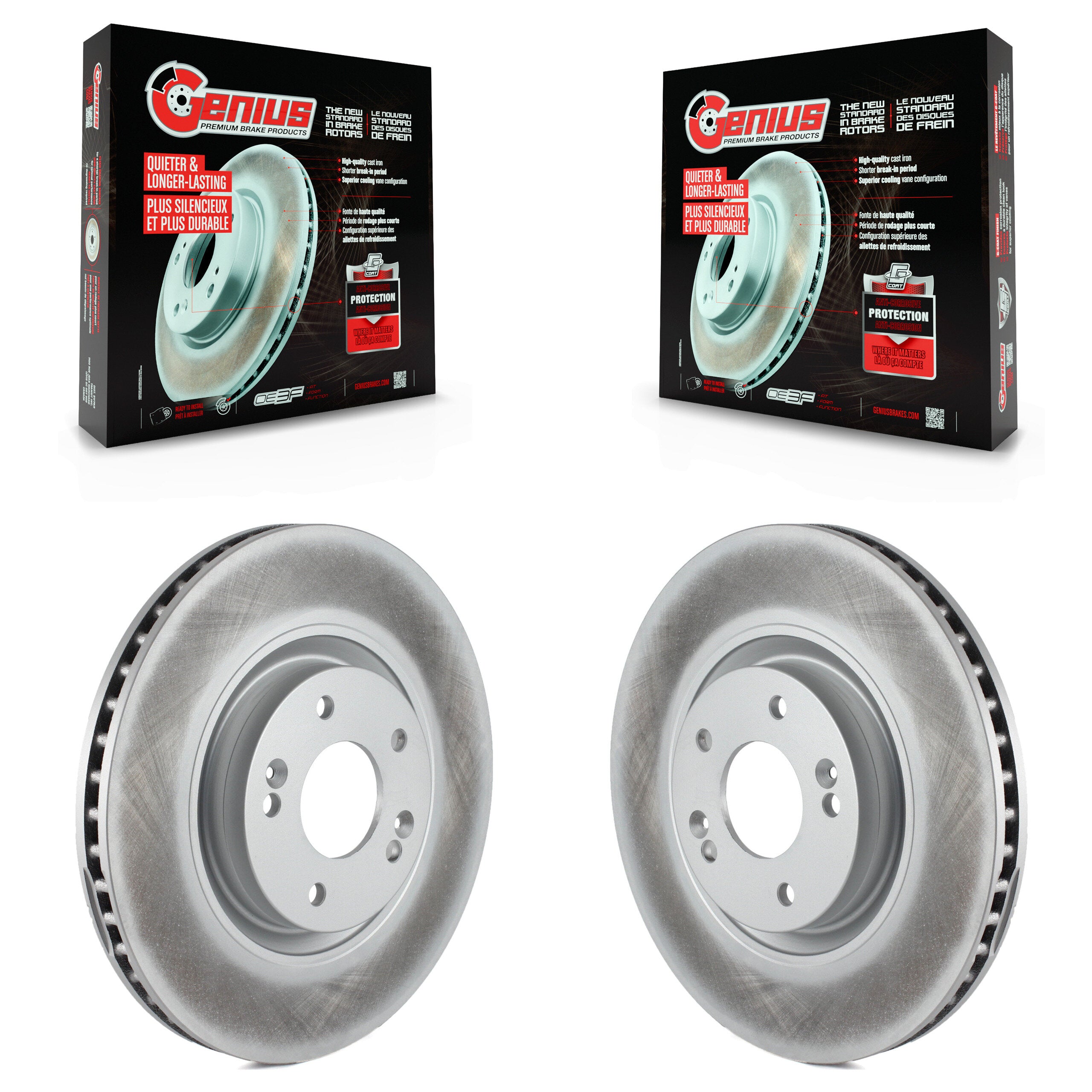 Genius KG-100330 Disc Brake Rotor for 2011-2024 Kia Optima, Hyundai Nexo and More - Front