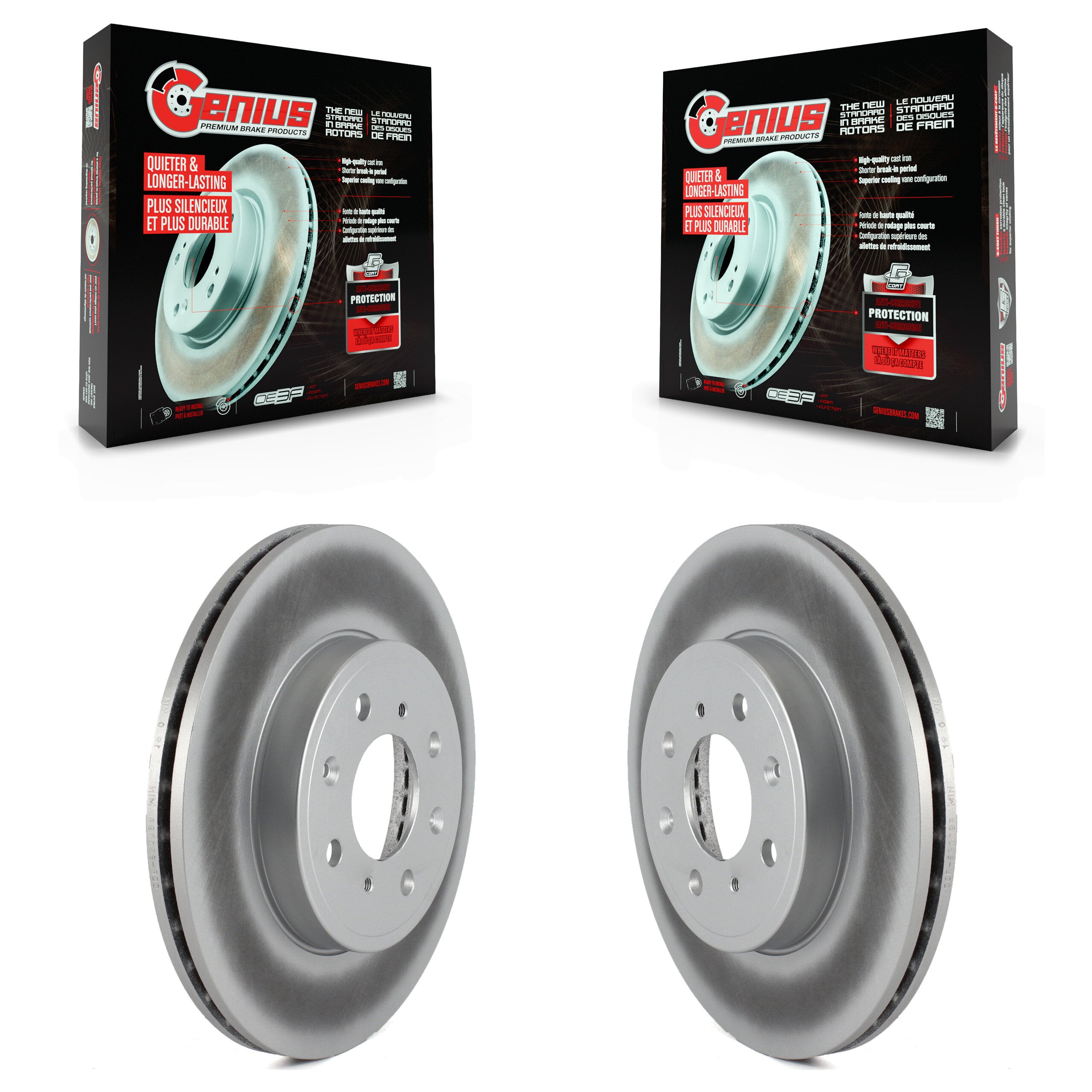 Genius KG-100357 Disc Brake Rotor for 2015-2020 Honda Fit - Front