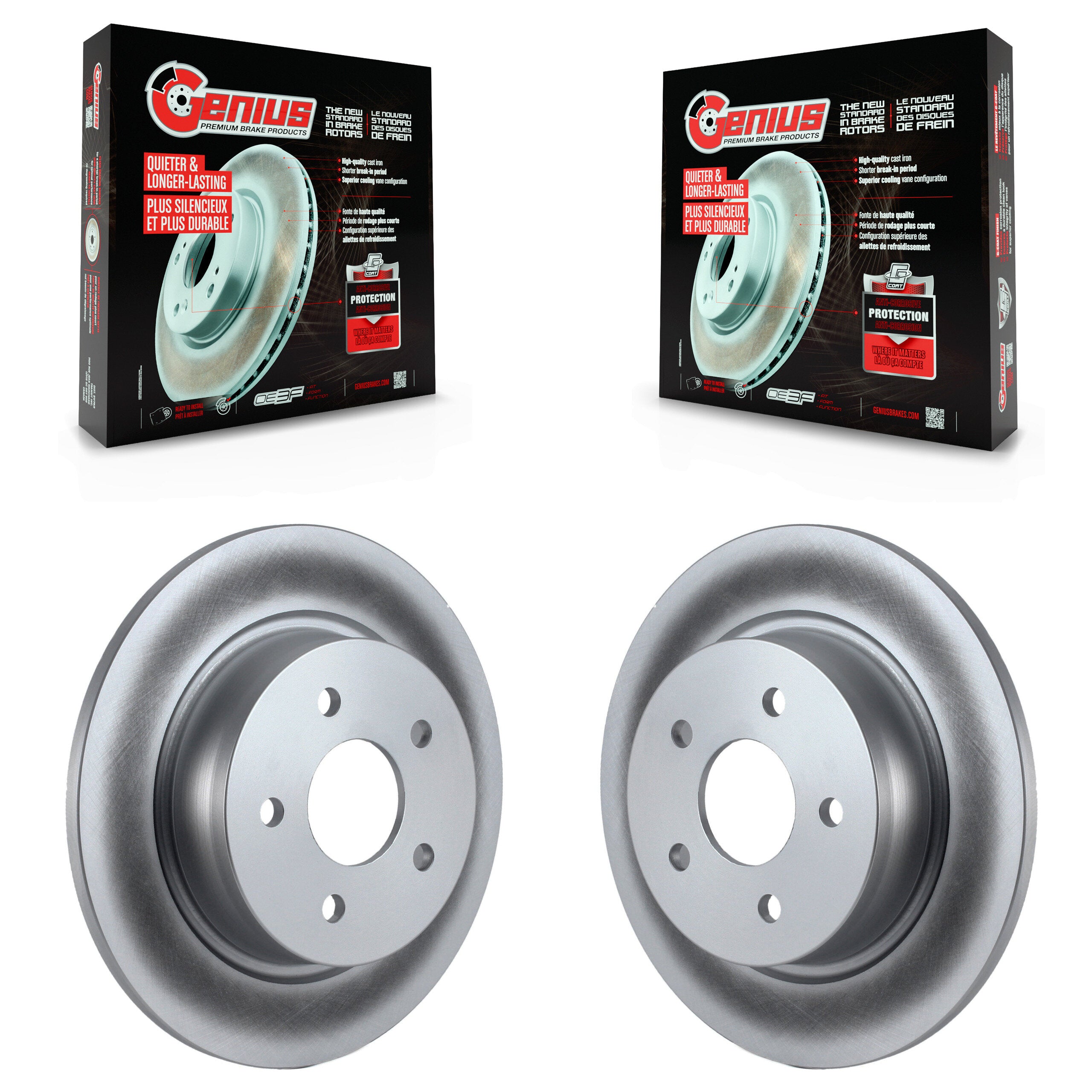 Genius KG-100453 Disc Brake Rotor for 2013-2018 Ford Transit Connect, Ford C-Max, Ford Escape - Rear
