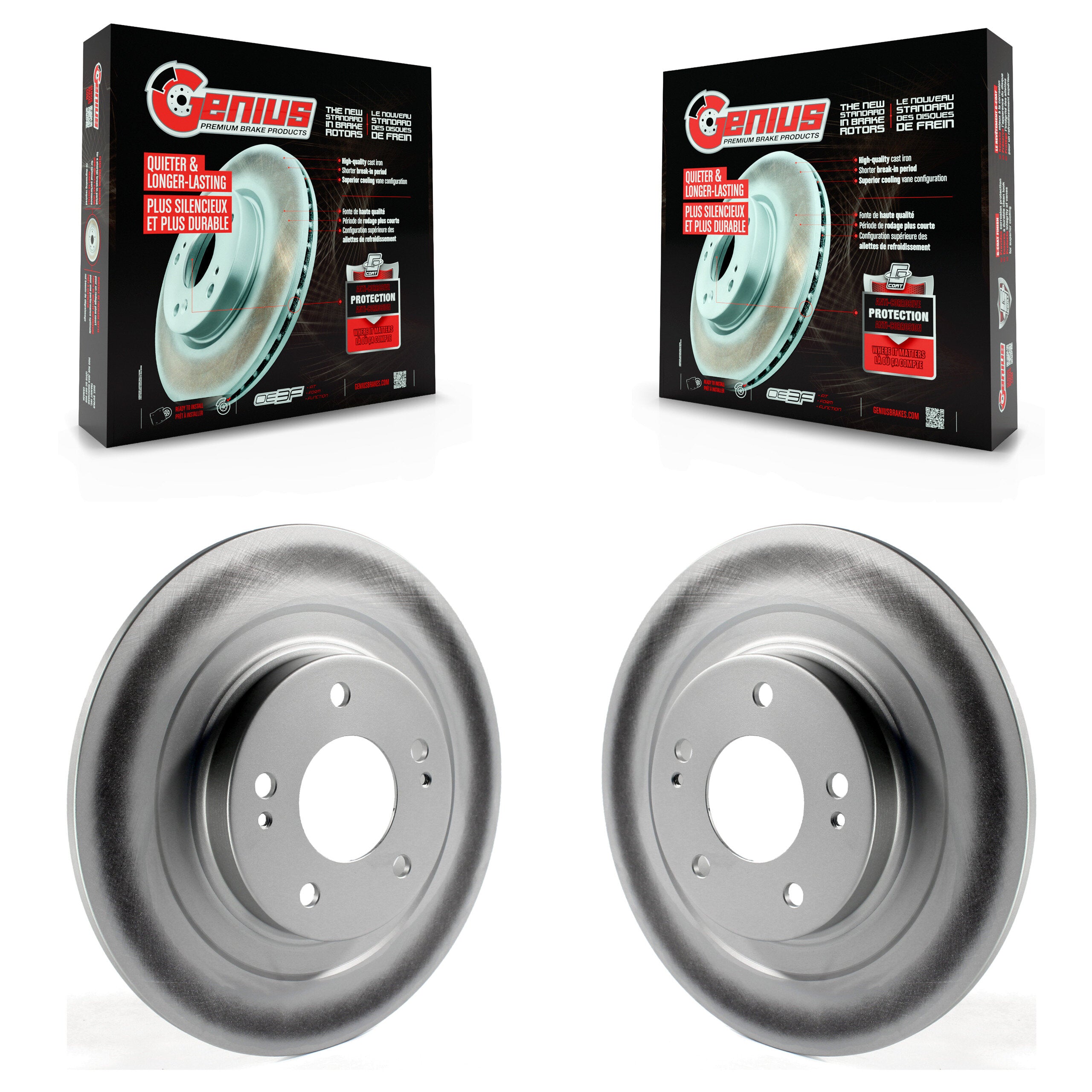Genius KG-100657 Disc Brake Rotor for 2013-2024 Mitsubishi Eclipse Cross, Mitsubishi Outlander PHEV and More - Rear