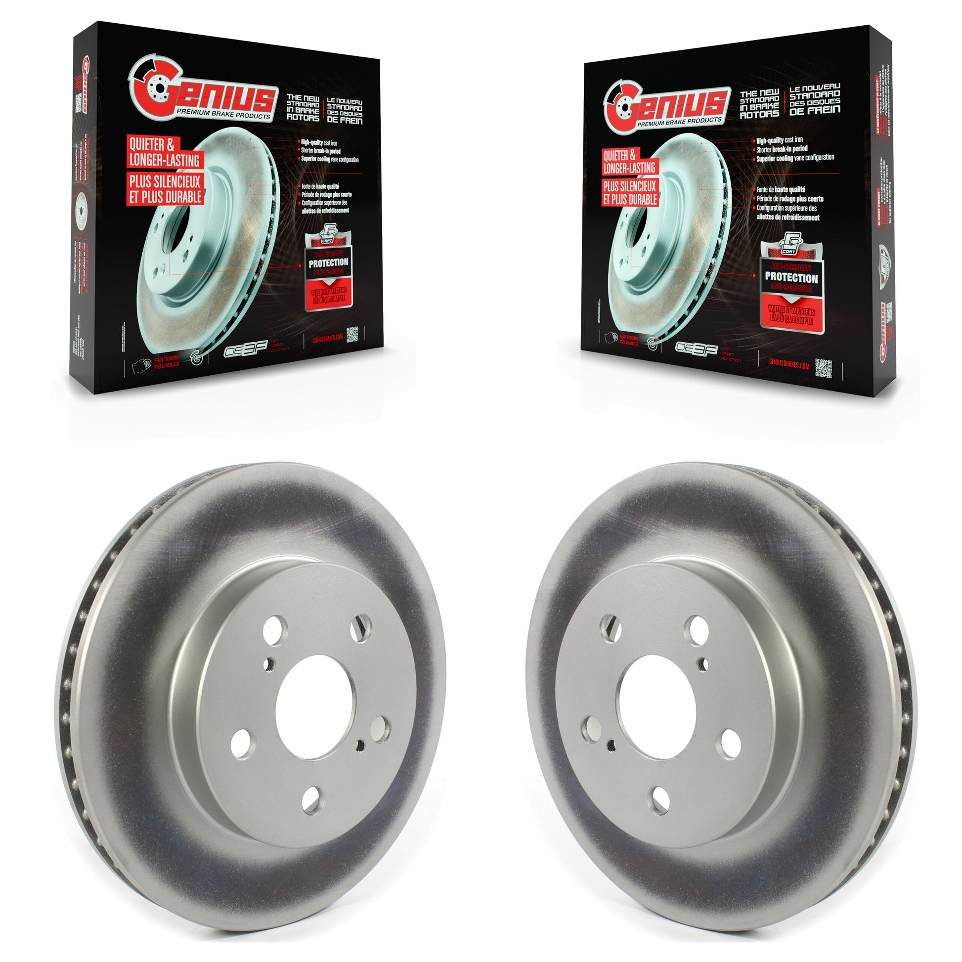 Genius KG-101332 Disc Brake Rotor for 2016-2023 Toyota Corolla, Toyota Prius AWD-e and More - Front