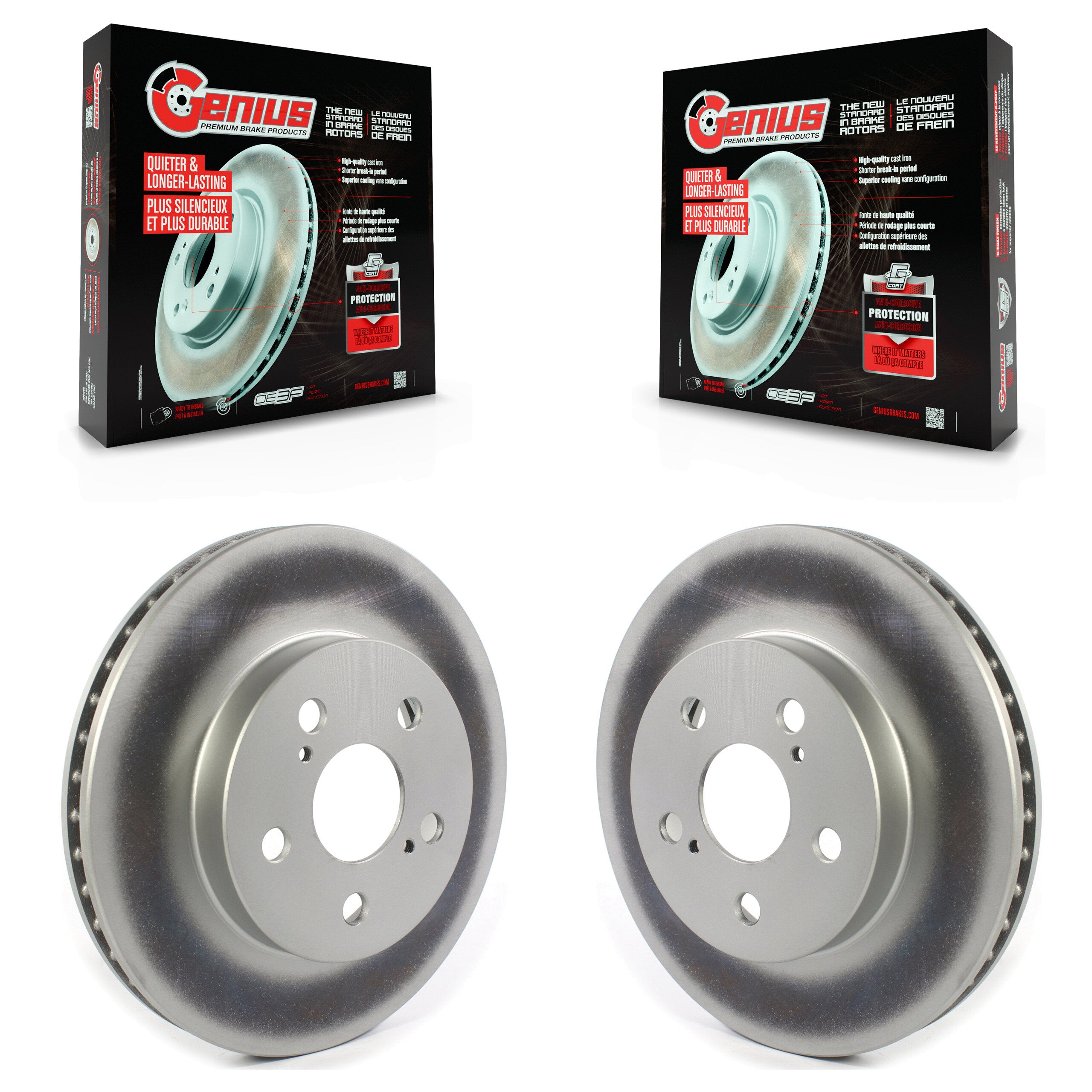 Genius KG-101332 Disc Brake Rotor for 2016-2023 Toyota Corolla, Toyota Prius AWD-e and More - Front