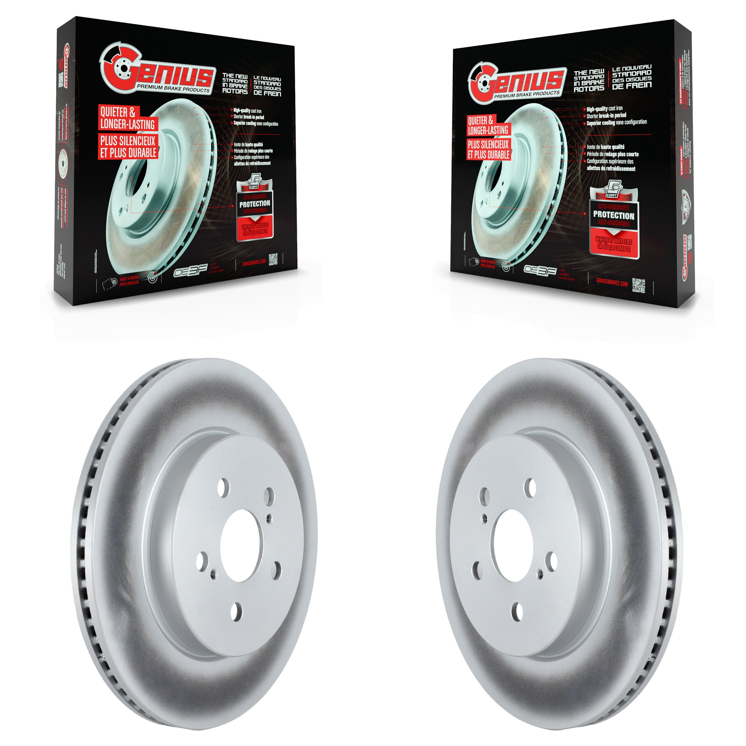 Genius KG-101346 Disc Brake Rotor for 2019-2024 Toyota Corolla, Toyota Prius Prime, Volvo V60 Cross Country - Front