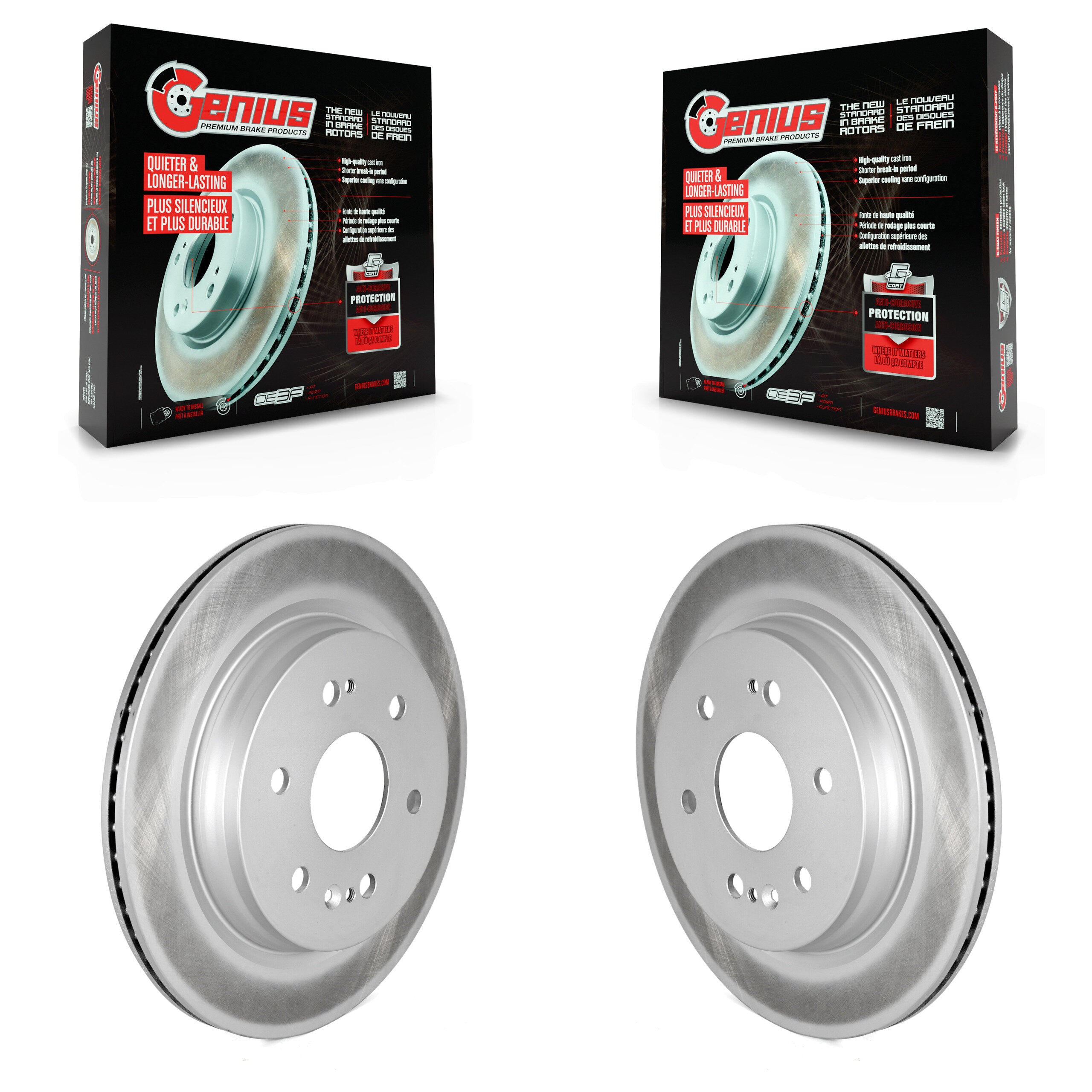 Genius KG-101352 Disc Brake Rotor for 2019-2024 Chevrolet Silverado 1500 LTD, GMC Sierra 1500 Limited and More - Rear