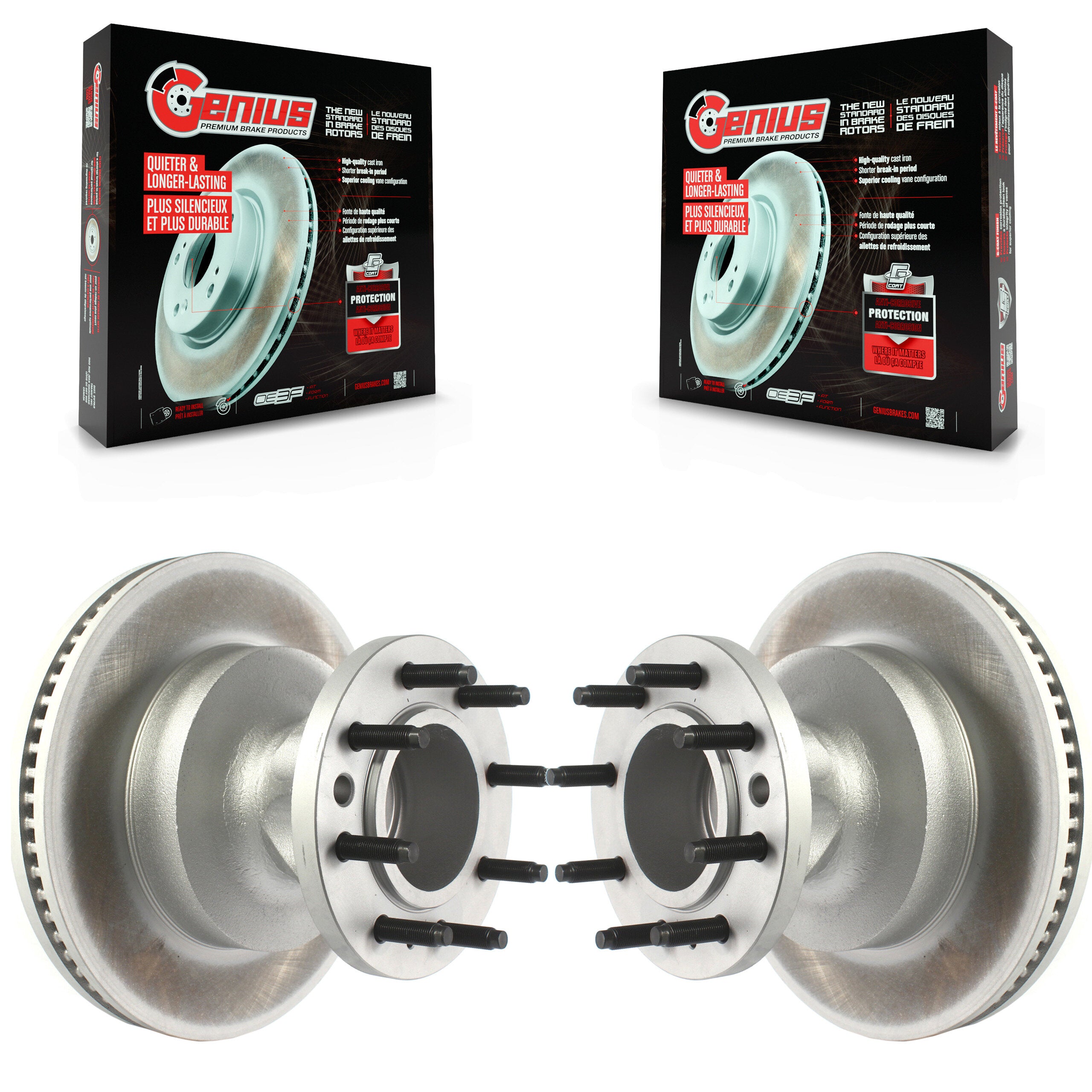 Genius KG-101383 Disc Brake Rotor and Hub Assembly for 2008-2023 Ford E-350 Super Duty, Ford E-450 Super Duty, Ford E-350 Econoline - Front