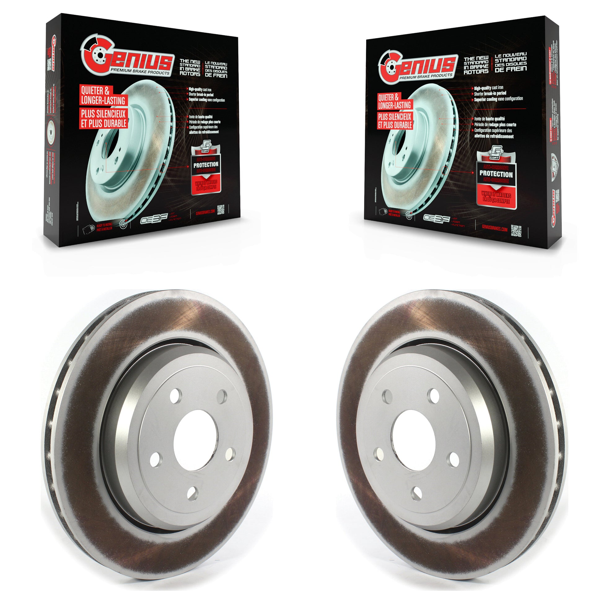Genius KG-101394 Disc Brake Rotor for 2012-2024 Dodge Charger Daytona, Dodge Durango, Jeep Grand Cherokee - Rear