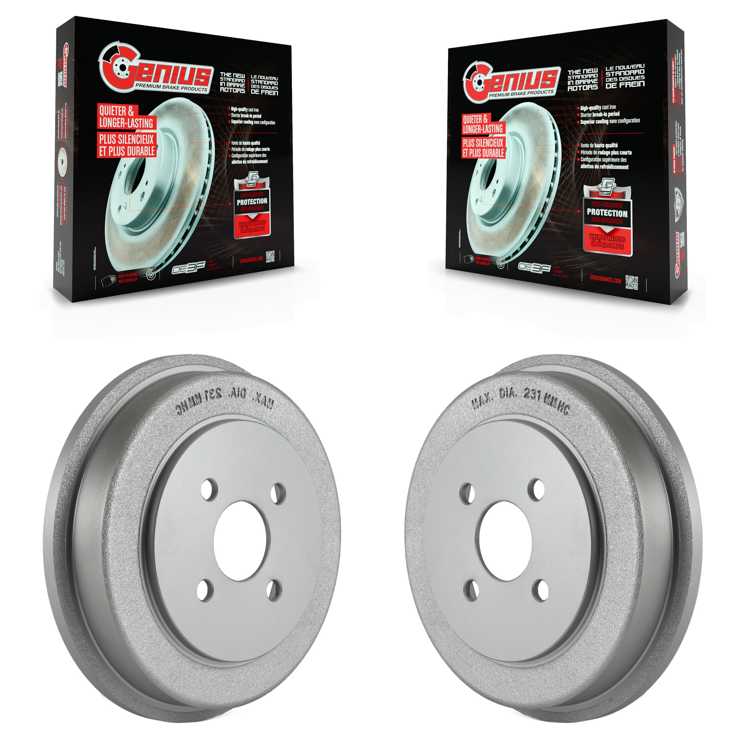 Genius KG-101408 Brake Drum for 2003-2008 Chevrolet Cobalt, Pontiac G5 and More - Rear