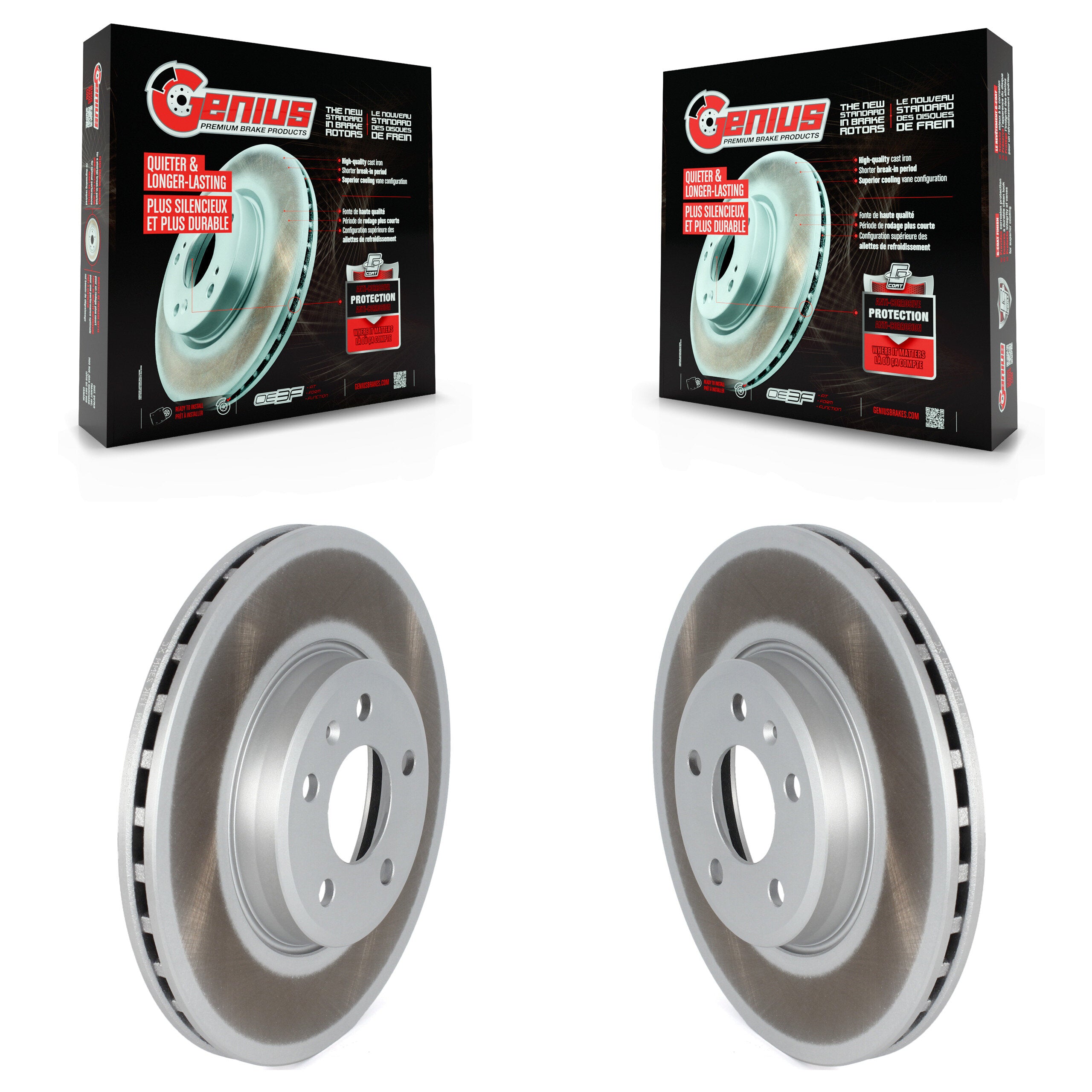 Genius KG-101608 Disc Brake Rotor for 2017-2024 Audi A4 Quattro, Audi A5 Quattro and More - Front