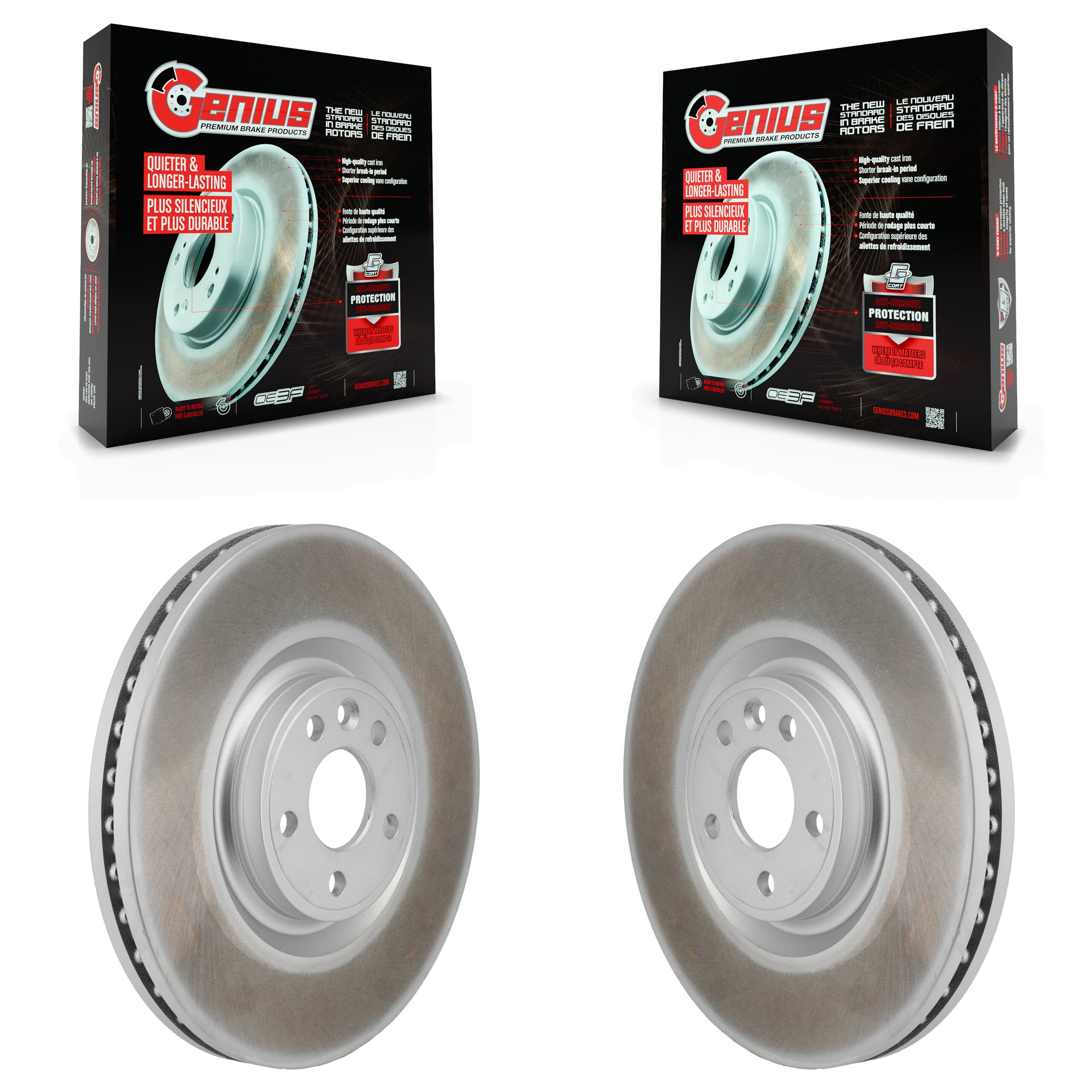Genius KG-101967 Disc Brake Rotor for 2016-2020 Jaguar E-Pace, Land Rover Discovery Sport, Land Rover Range Rover Evoque - Front