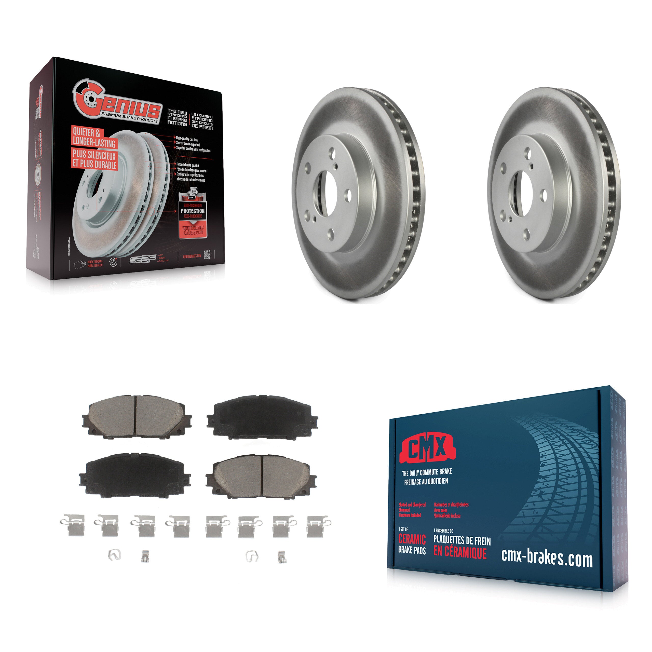 Transit Auto KGC-100423 Disc Brake Kit for 2010-2017 Toyota Prius Plug-In, Lexus CT200h, Toyota Prius - Front