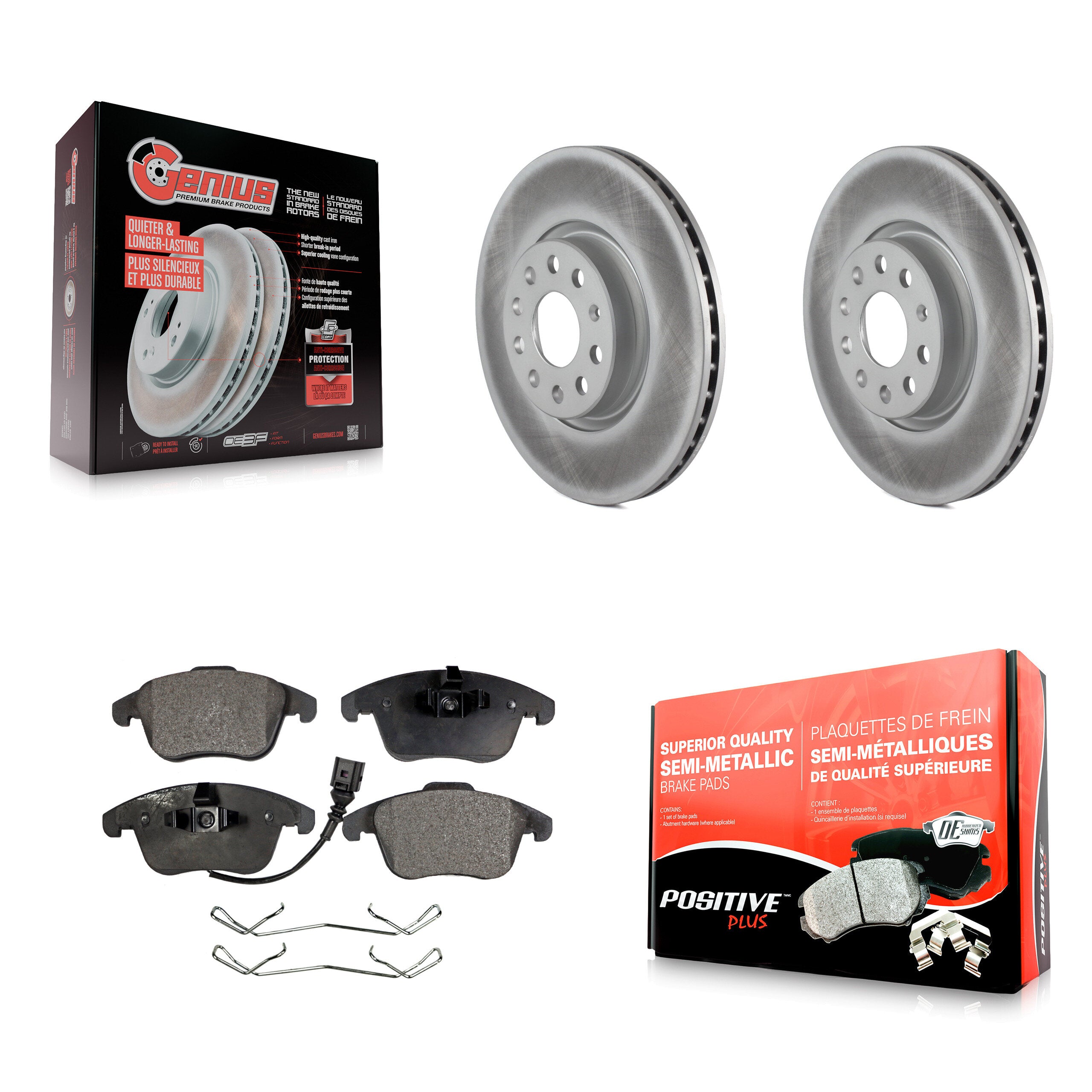 Transit Auto KGF-100320 Disc Brake Kit for 2009-2020 Volkswagen Tiguan Limited, Audi Q3 and More - Front