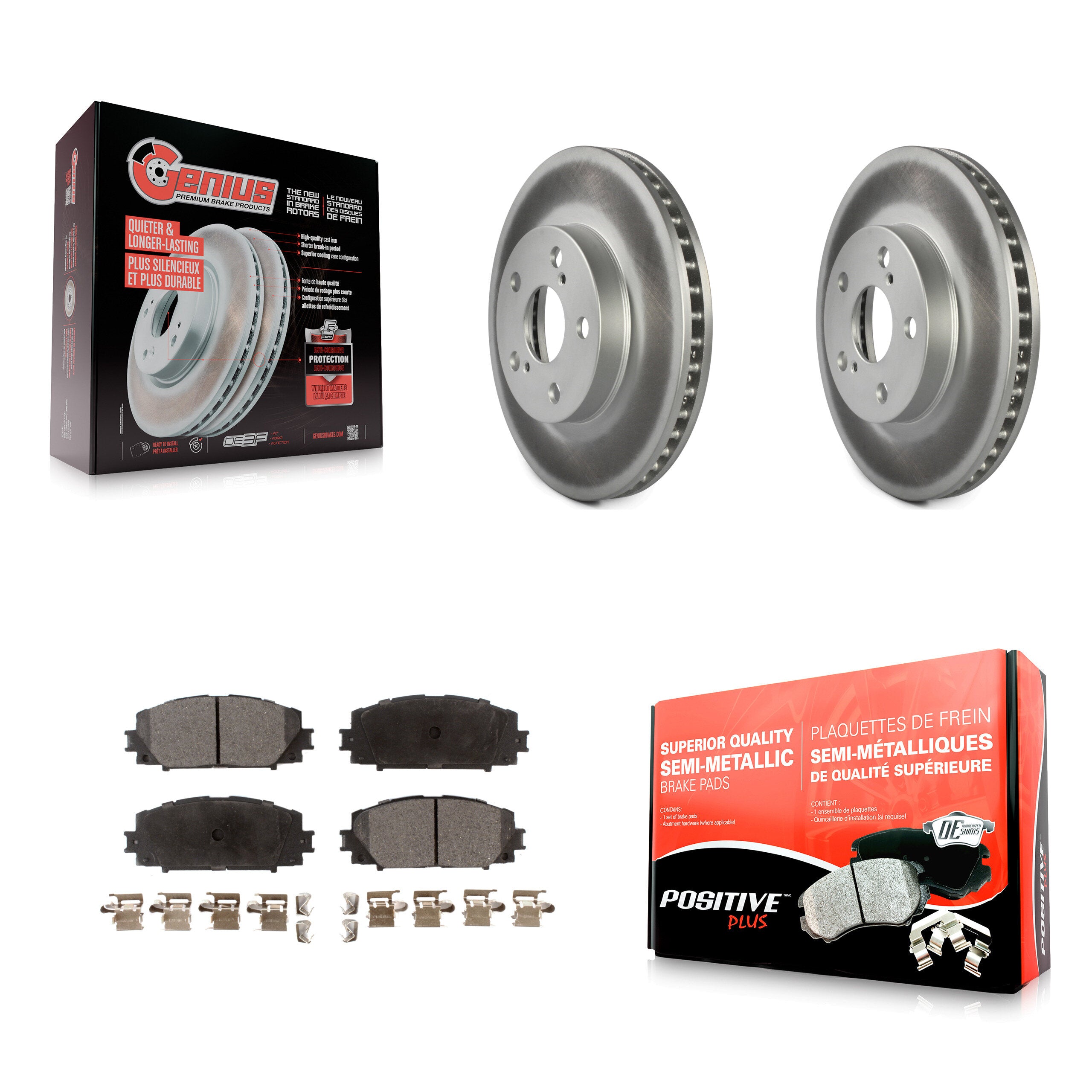 Transit Auto KGF-100423 Disc Brake Kit for 2010-2017 Toyota Prius Plug-In, Lexus CT200h, Toyota Prius - Front