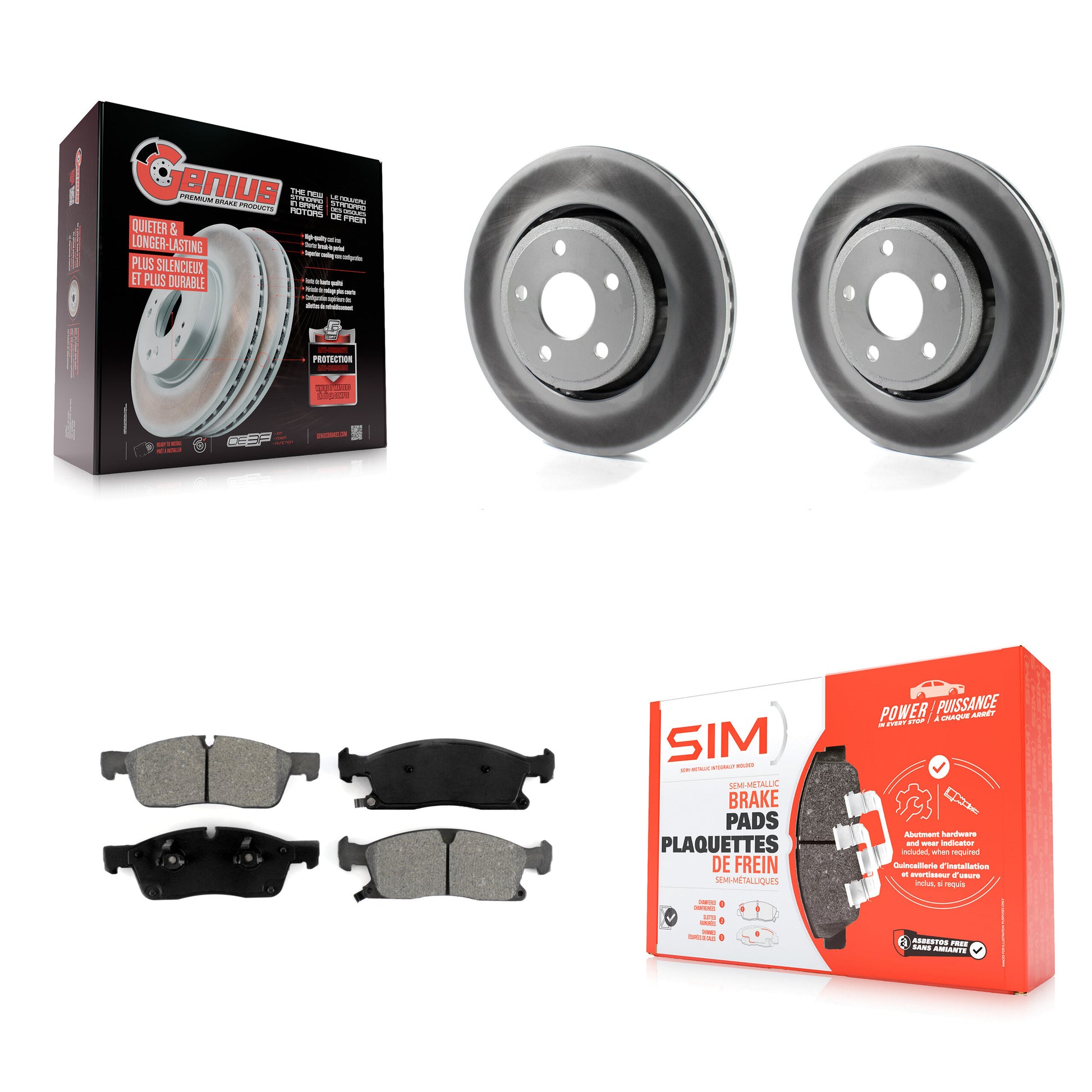 Transit Auto KGS-100168 Disc Brake Kit for 2011-2024 Jeep Grand Cherokee WK, Dodge Durango, Jeep Grand Cherokee - Front
