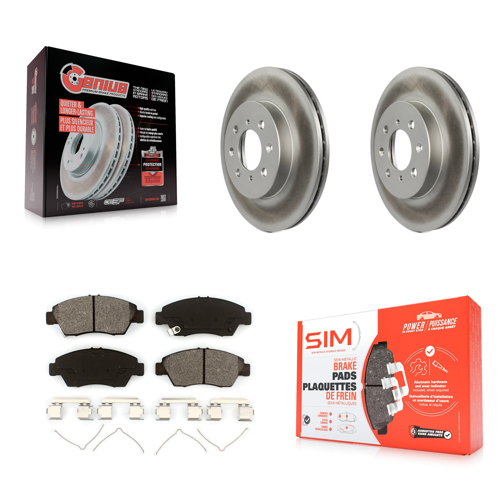 Transit Auto KGS-100179 Disc Brake Kit for 1994-2014 Honda Fit, Honda Civic, Honda Civic del Sol - Front