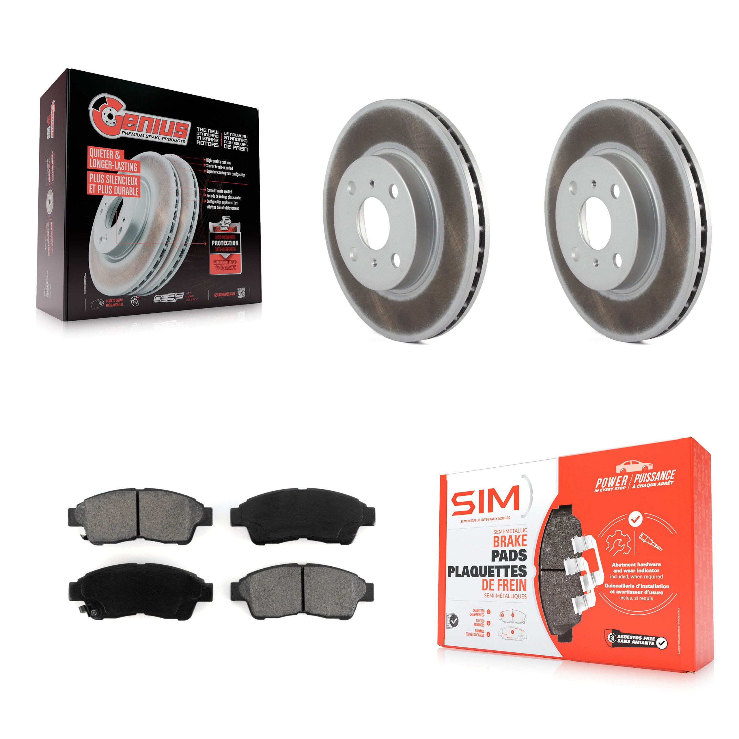 Transit Auto KGS-100190 Disc Brake Kit for 1993-1997 Geo Prizm, Toyota Corolla - Front