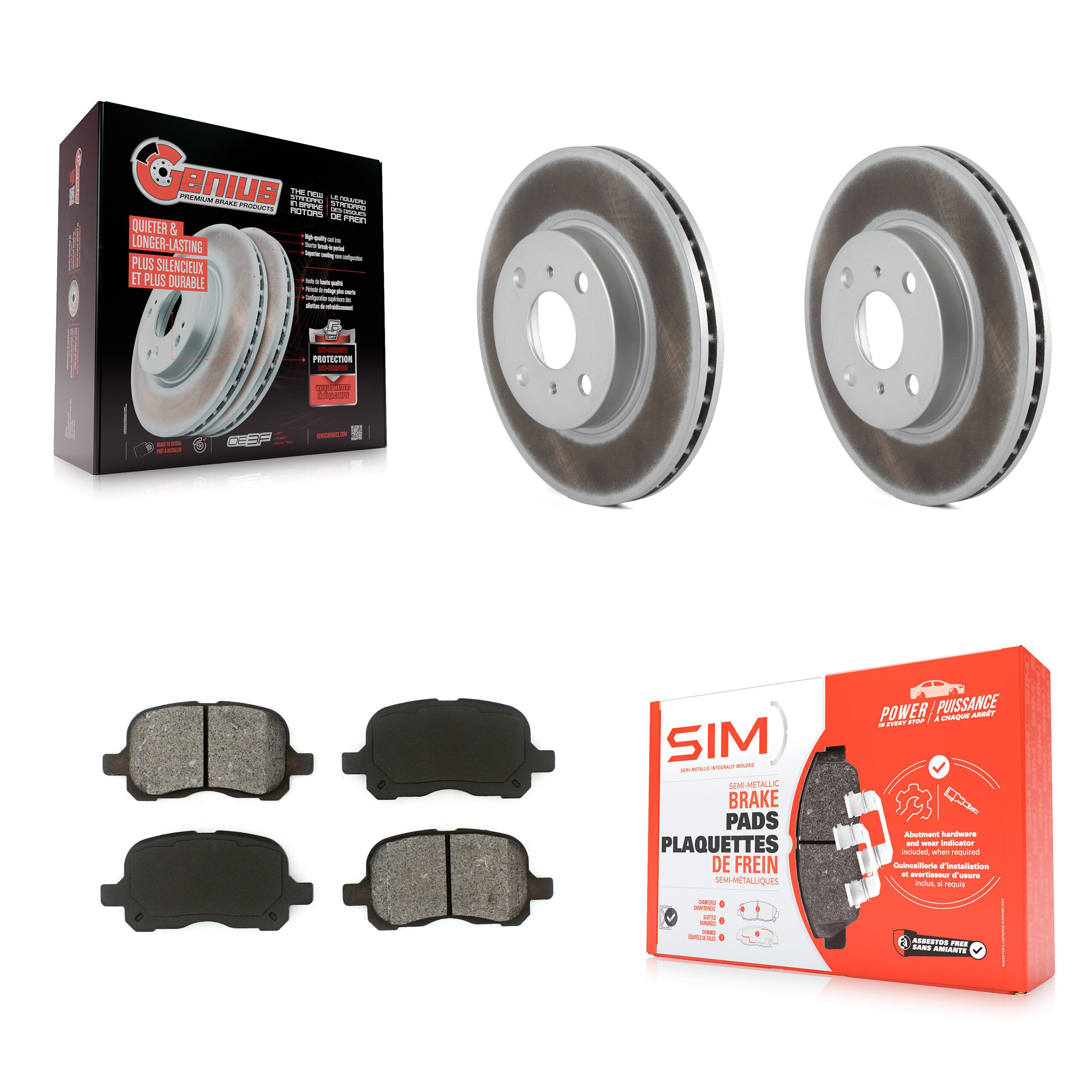 Transit Auto KGS-100191 Disc Brake Kit for 1998-2002 Chevrolet Prizm, Toyota Corolla - Front