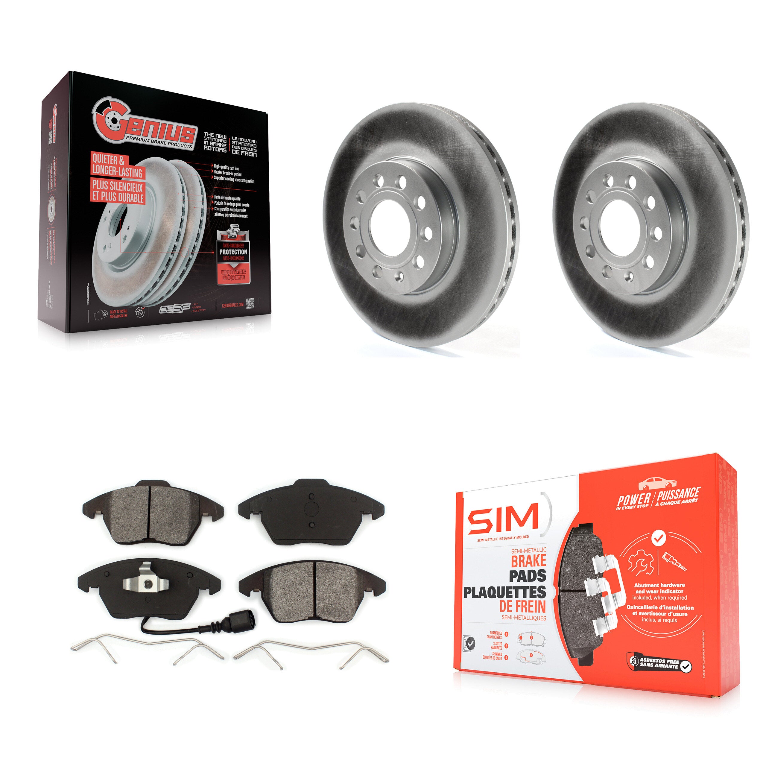 Transit Auto KGS-100342 Disc Brake Kit for 2005-2019 Volkswagen Beetle, Volkswagen Jetta and More - Front