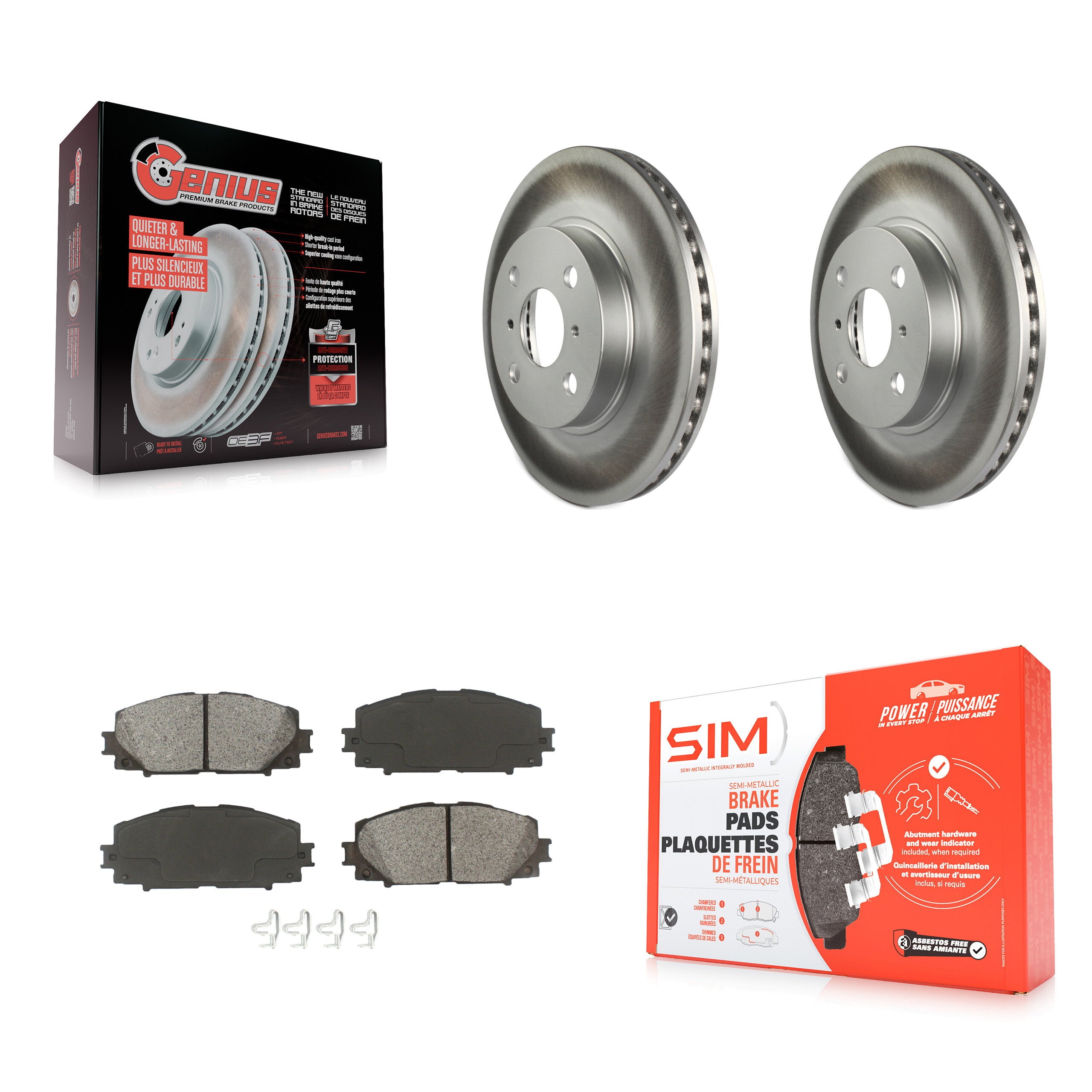 Transit Auto KGS-100359 Disc Brake Kit for 2006-2019 Toyota Yaris, Scion iQ, Toyota Prius C - Front
