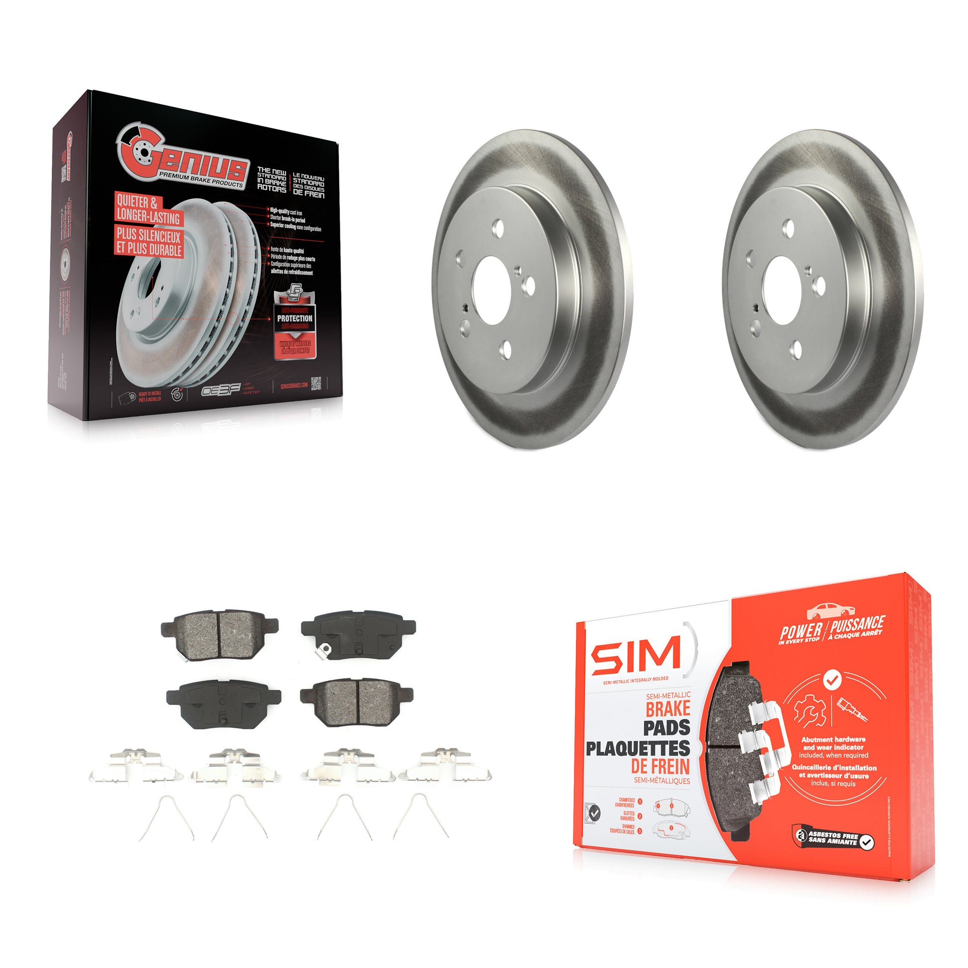 Transit Auto KGS-101158 Disc Brake Kit for 2009-2022 Toyota Corolla, Toyota Prius AWD-e and More - Rear