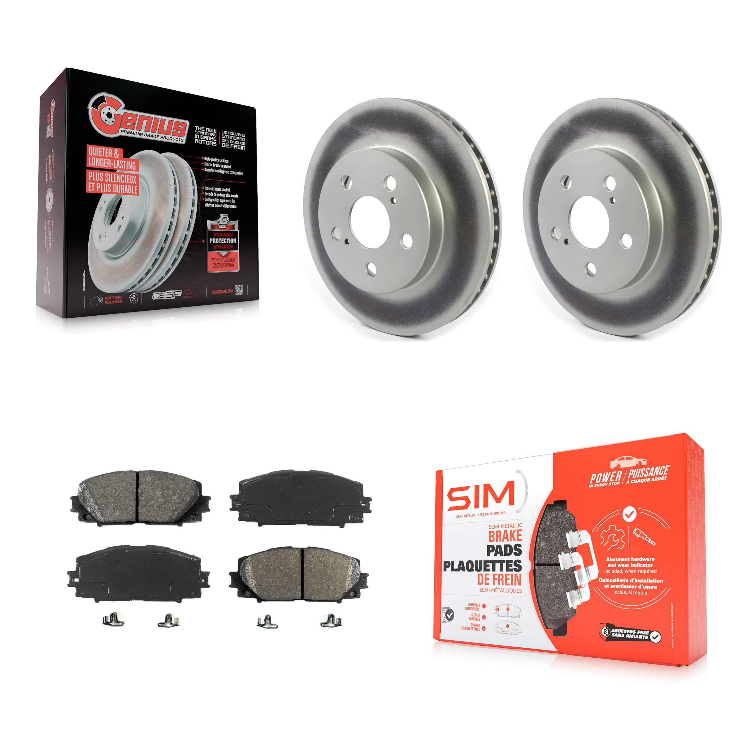 Transit Auto KGS-101804 Disc Brake Kit for 2016-2023 Toyota Corolla, Toyota Prius AWD-e and More - Front