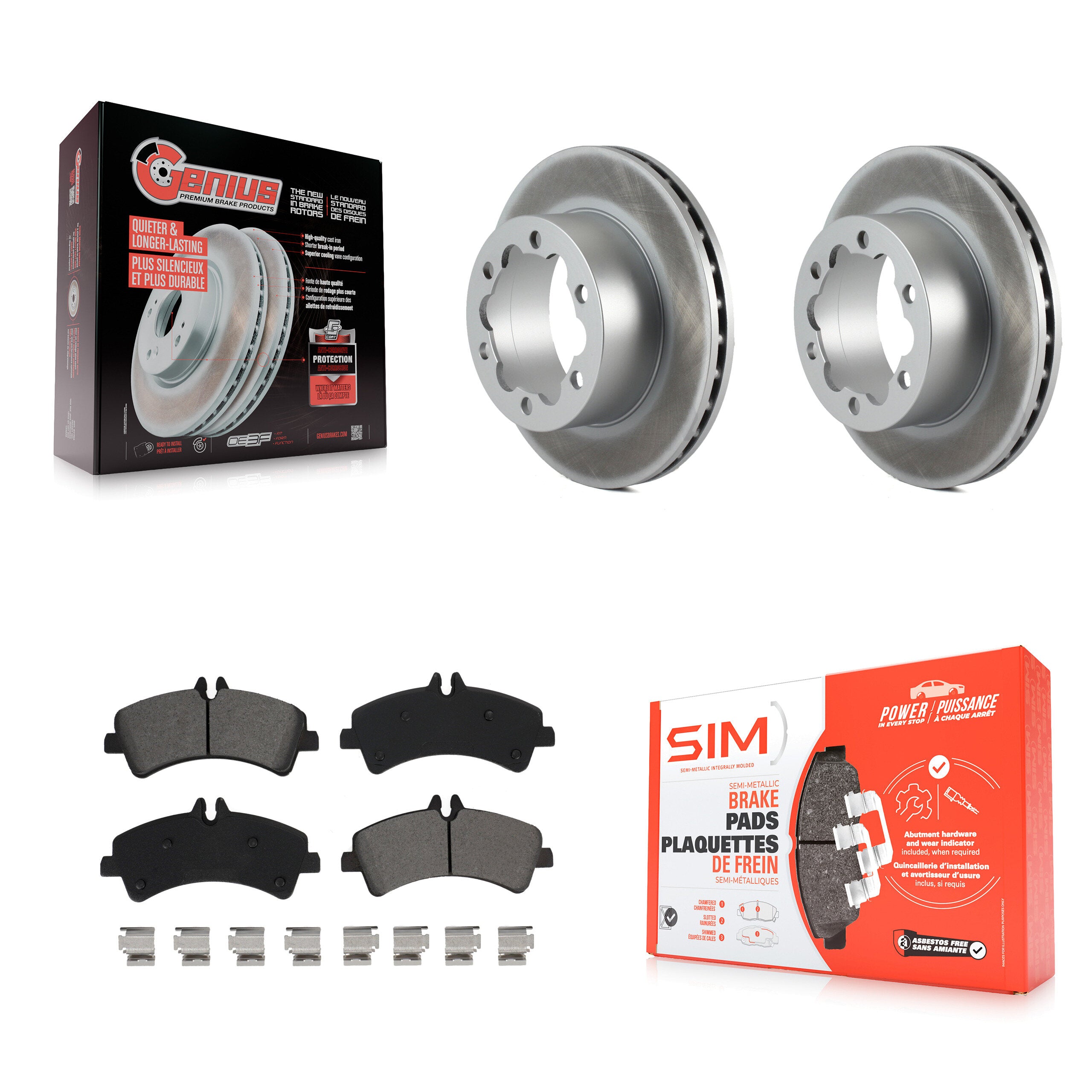 Transit Auto KGS-101890 Disc Brake Kit for 2007-2018 Freightliner Sprinter 3500, Mercedes-Benz Sprinter 3500XD and More - Rear
