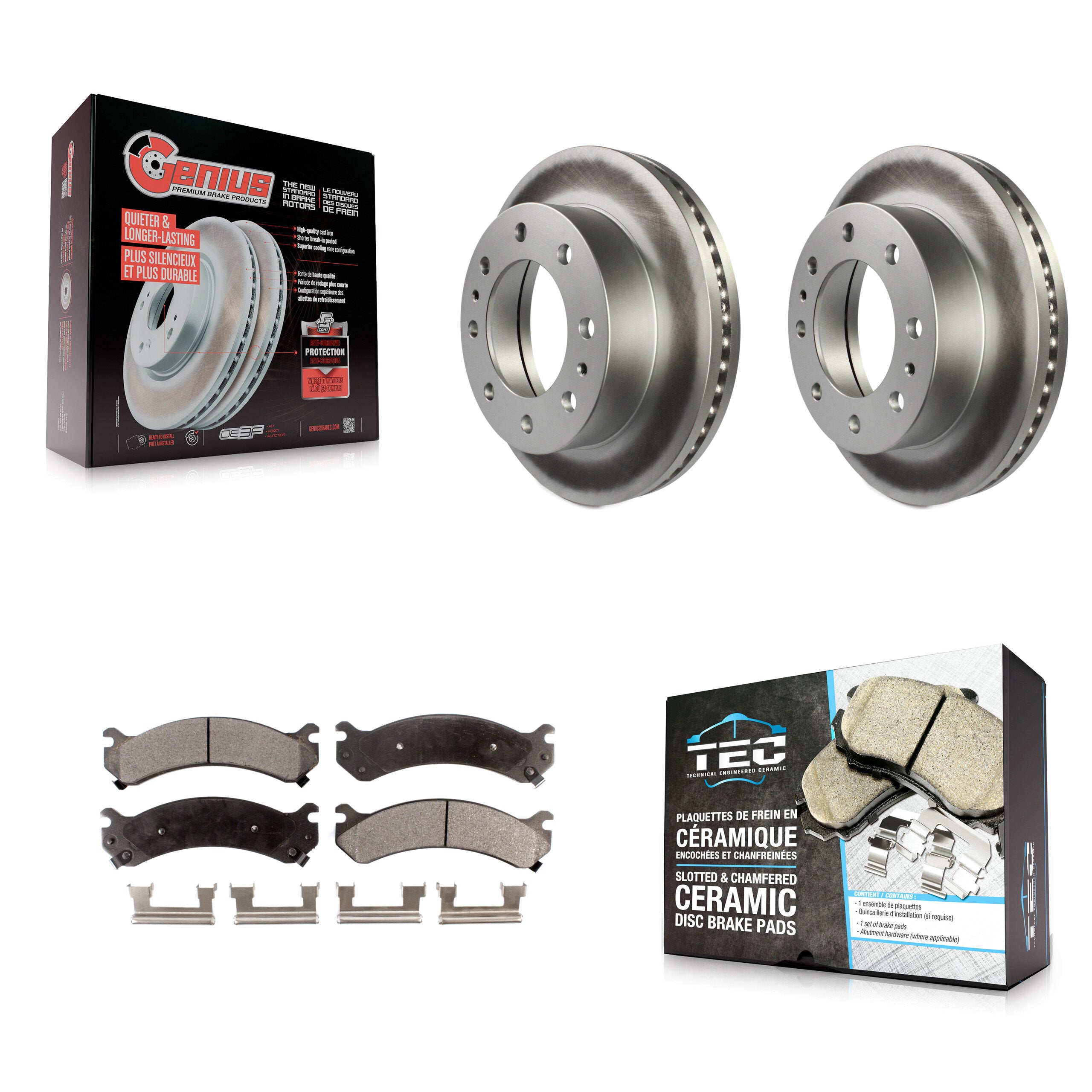 Transit Auto KGT-100016 Disc Brake Kit for 2001-2020 Chevrolet Express 3500, GMC Savana 3500 and More - Front