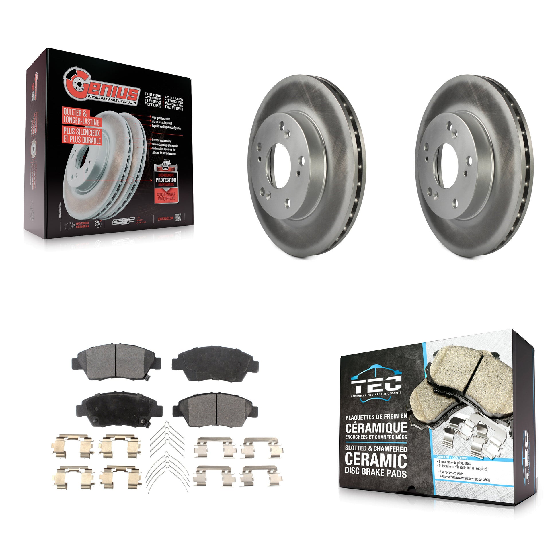 Transit Auto KGT-100270 Disc Brake Kit for 2002-2015 Honda CR-Z, Honda Civic, Acura RSX - Front