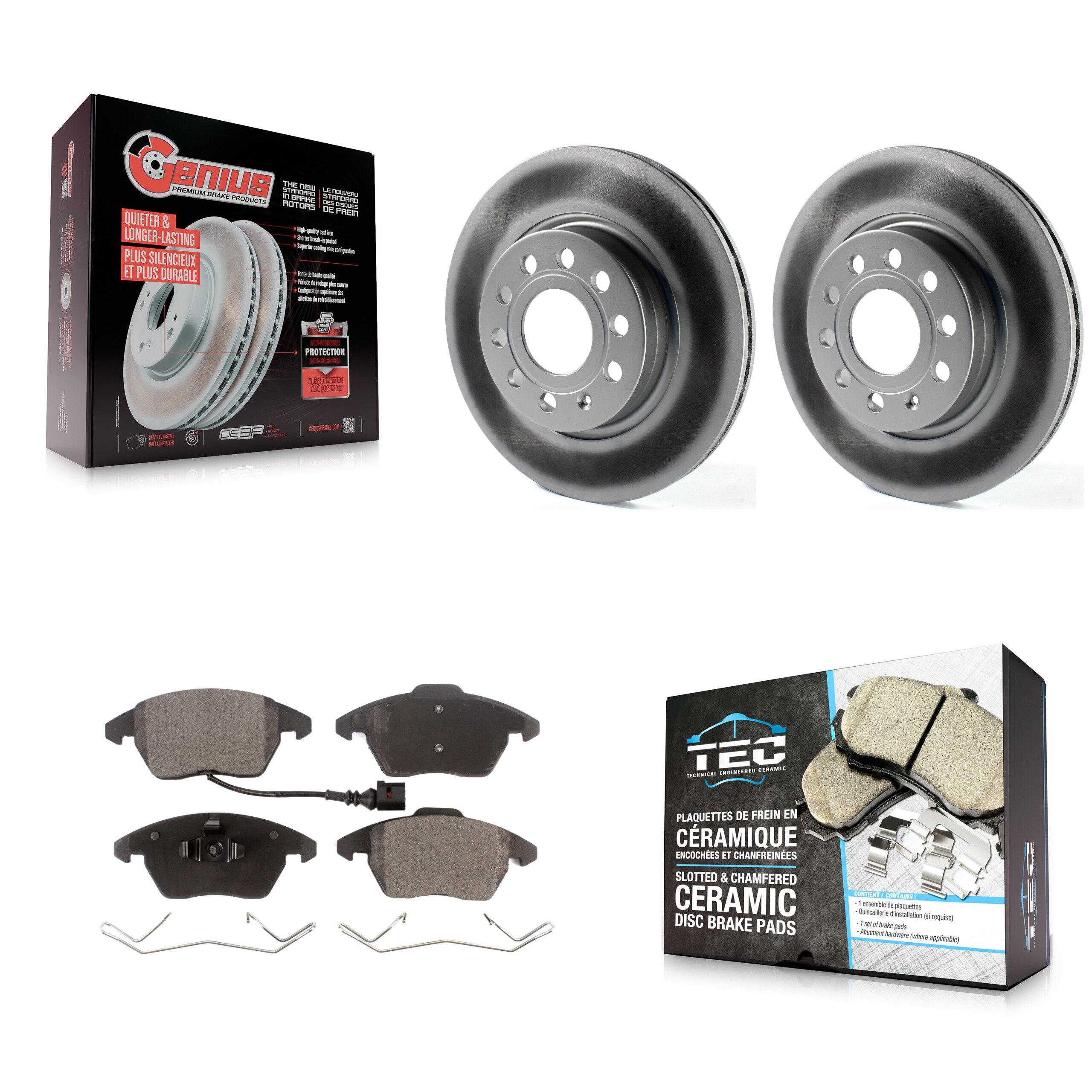 Transit Auto KGT-100493 Disc Brake Kit for 2011-2013 Volkswagen GTI, Audi A3 Quattro - Front