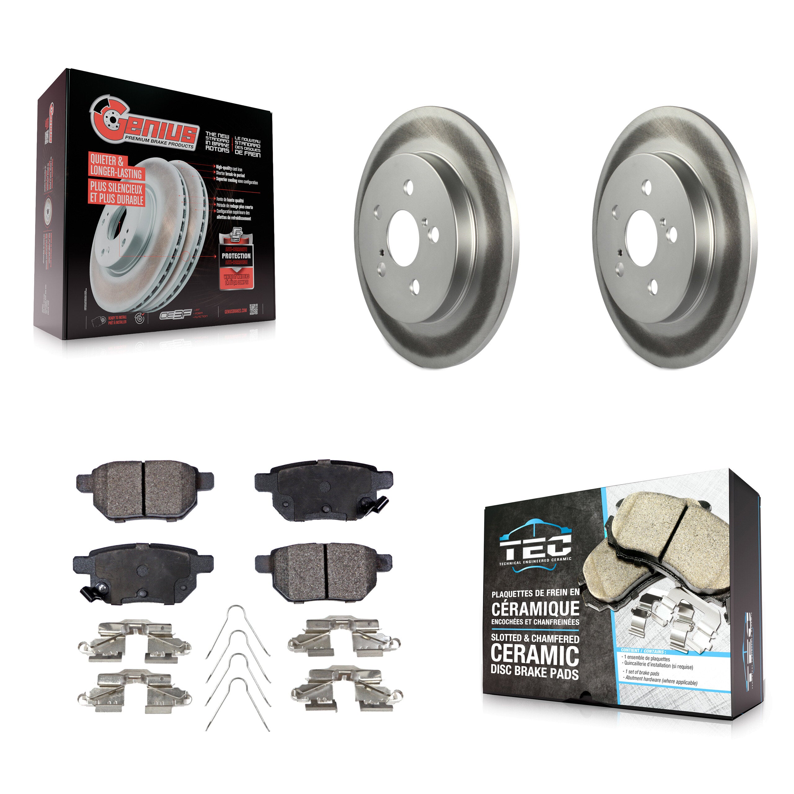 Transit Auto KGT-101315 Disc Brake Kit for 2009-2022 Toyota Corolla, Toyota Prius AWD-e and More - Rear