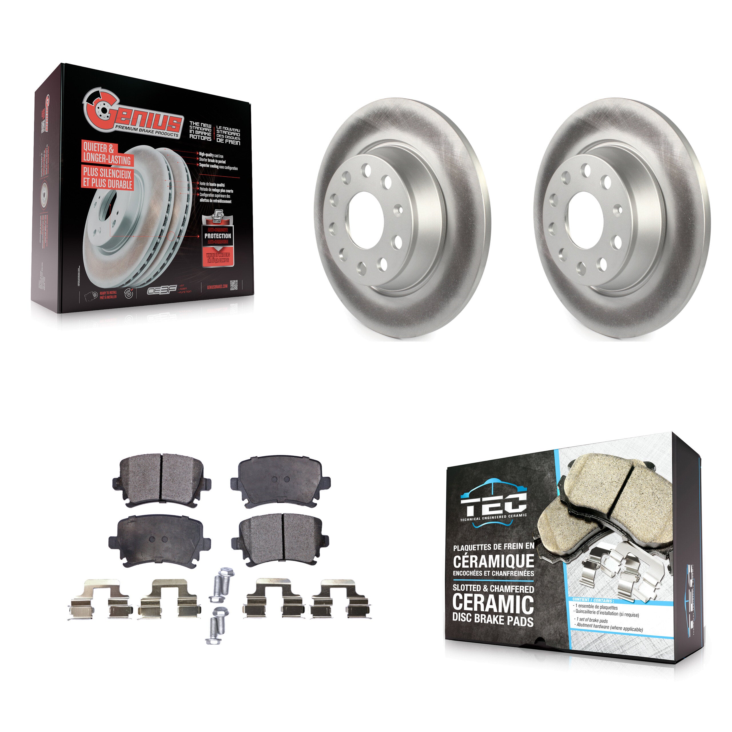 Transit Auto KGT-101610 Disc Brake Kit for 2006-2018 Volkswagen CC, Volkswagen Tiguan Limited and More - Rear