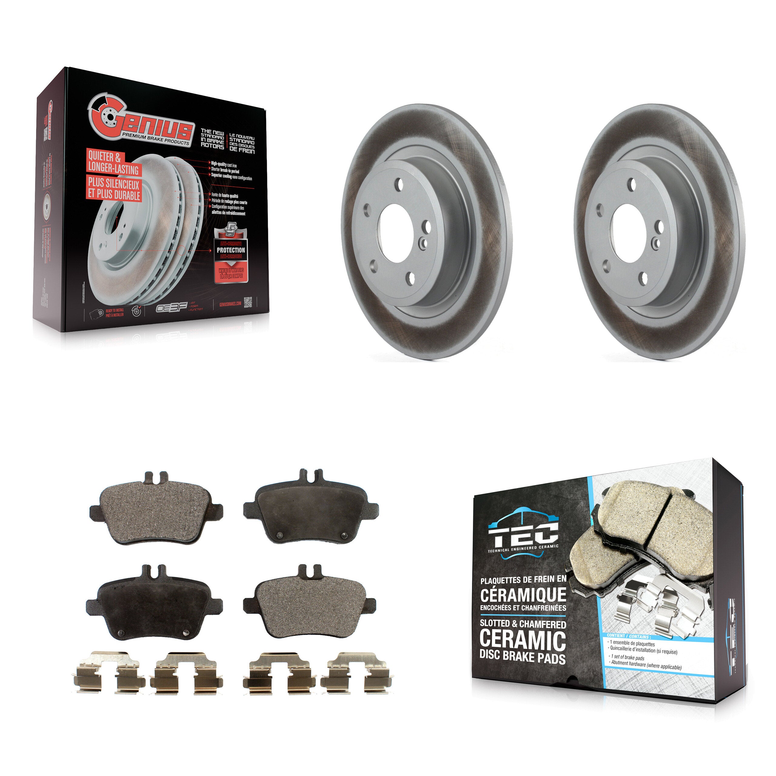 Transit Auto KGT-101656 Disc Brake Kit for 2013-2020 Mercedes-Benz CLA250, INFINITI QX30 and More - Rear
