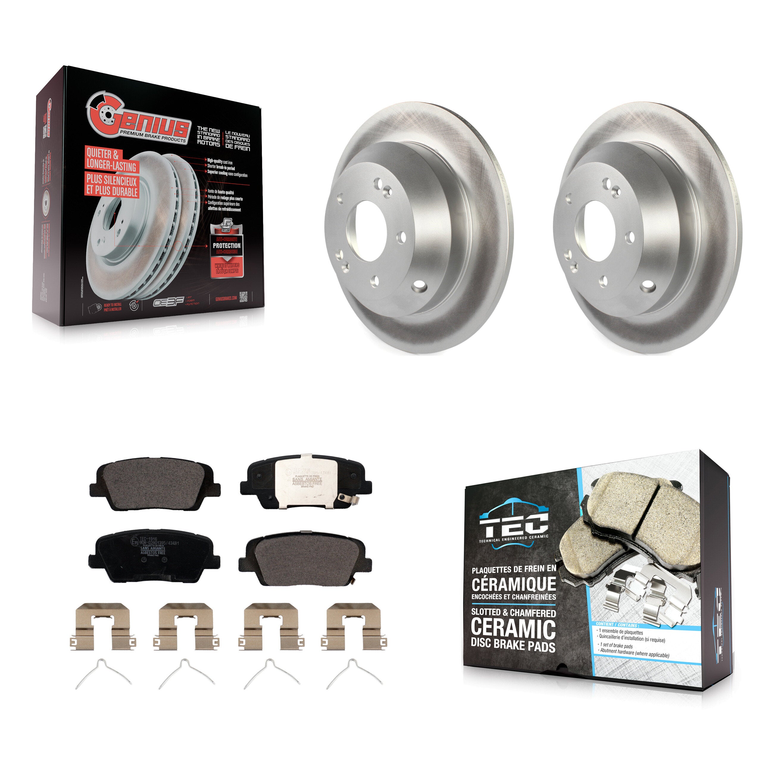 Transit Auto KGT-101936 Disc Brake Kit for 2016-2020 Hyundai Santa Fe, Hyundai Santa Fe Sport and More - Rear