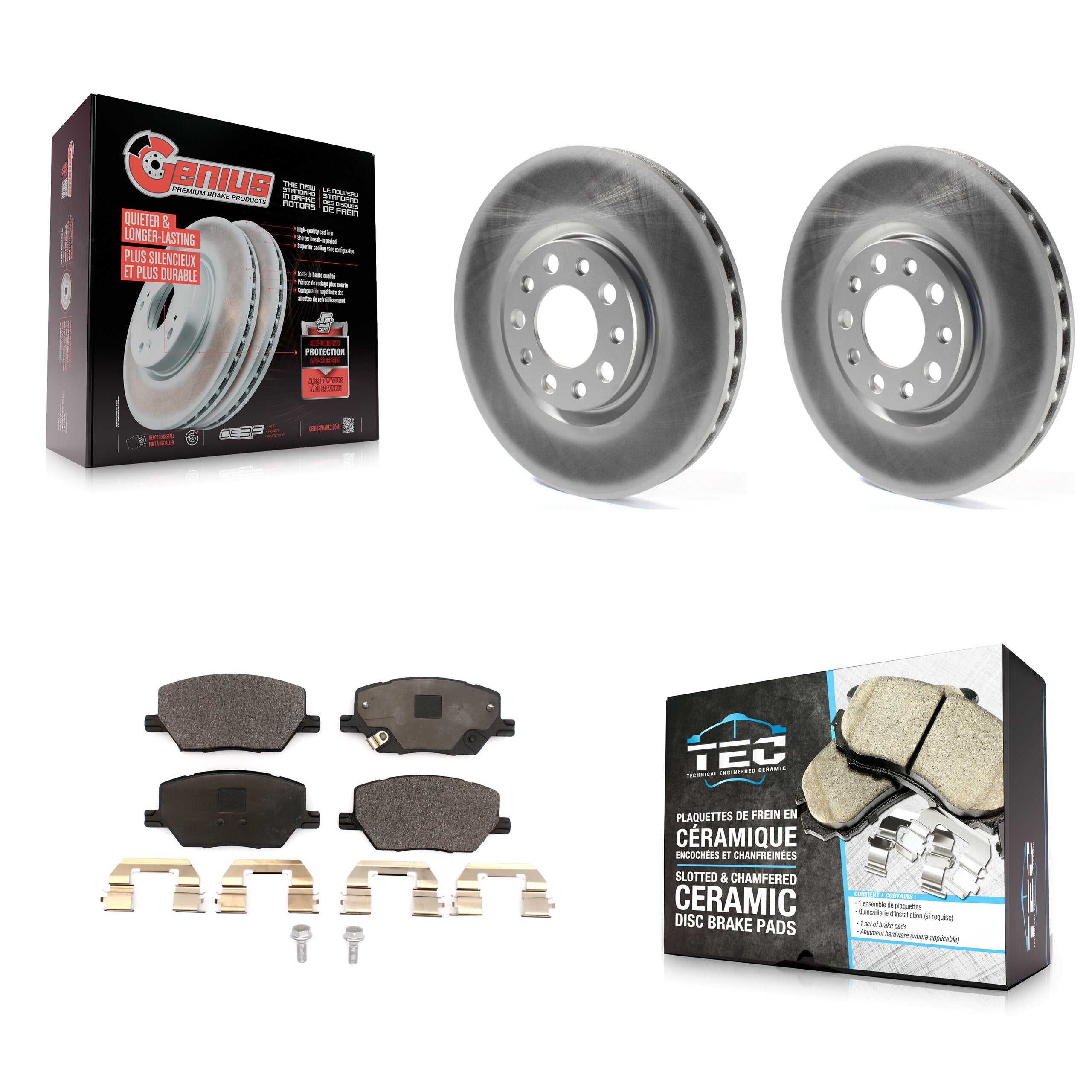 Transit Auto KGT-102010 Disc Brake Kit for 2015-2022 Jeep Compass, Fiat 500X, Jeep Renegade - Front