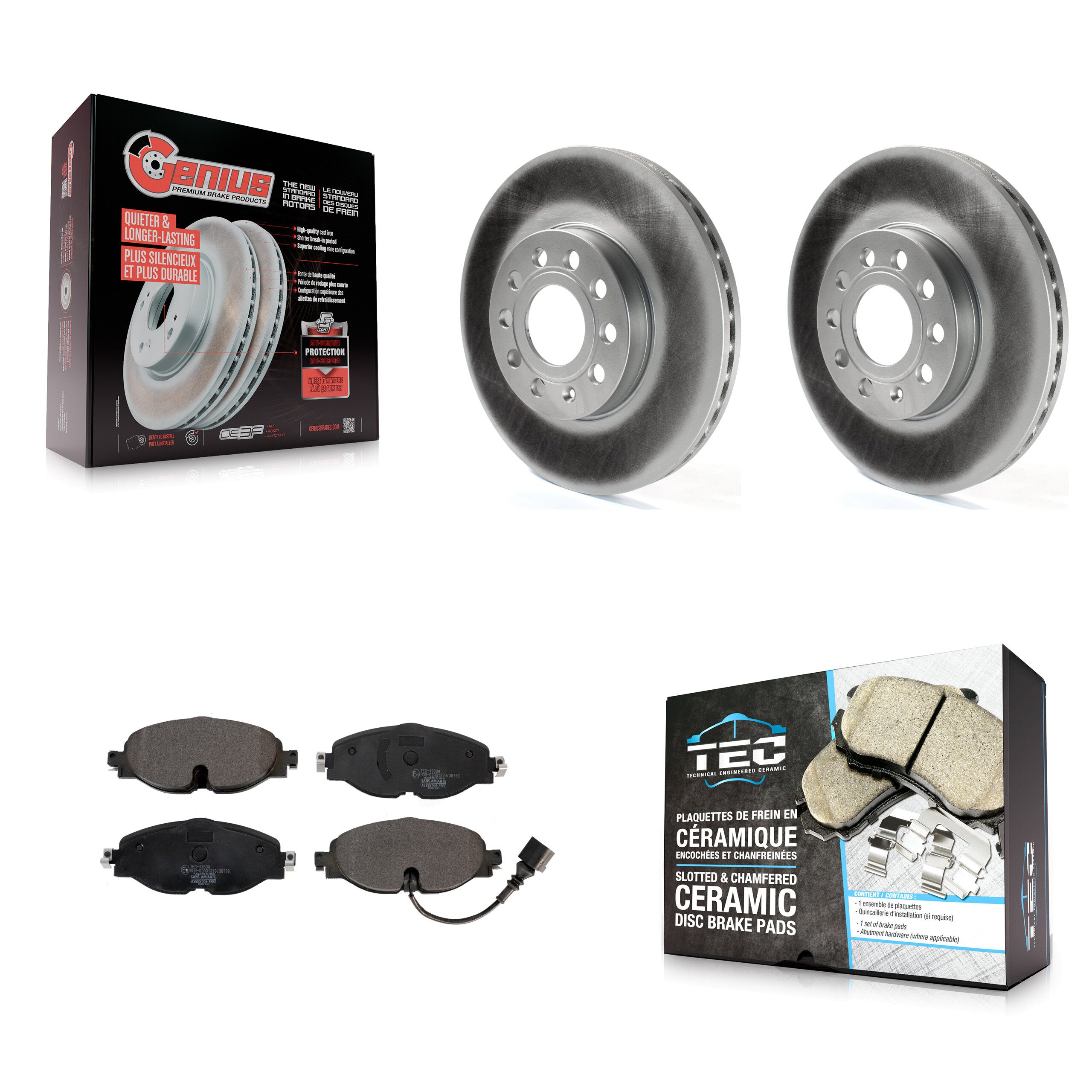 Transit Auto KGT-102015 Disc Brake Kit for 2015-2025 Volkswagen Jetta, Volkswagen Taos and More - Front