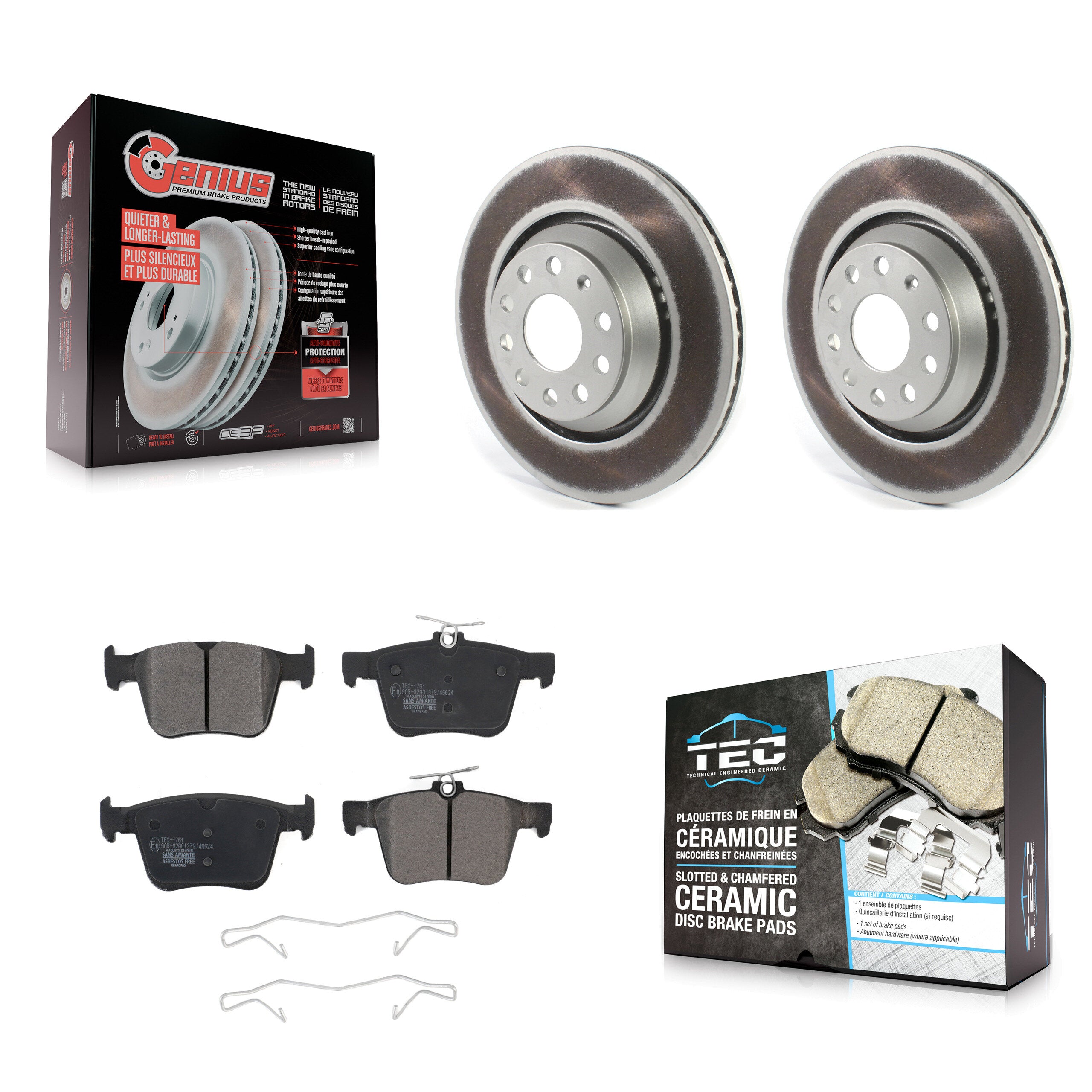 Transit Auto KGT-102207 Disc Brake Kit for 2015-2024 Audi Q3, Volkswagen Atlas Cross Sport and More - Rear