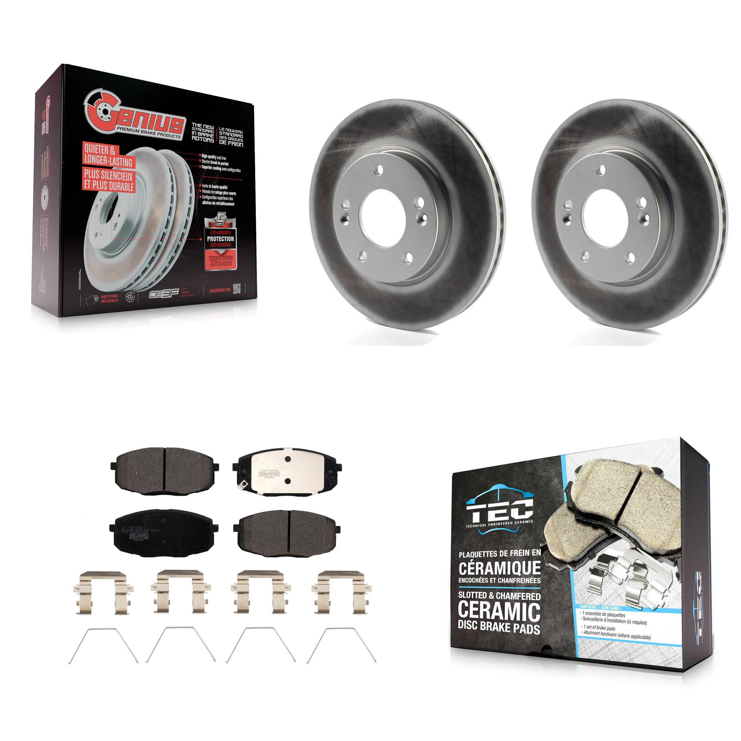 Transit Auto KGT-102249 Disc Brake Kit for 2014-2025 Hyundai Kona, Kia Seltos and More - Front