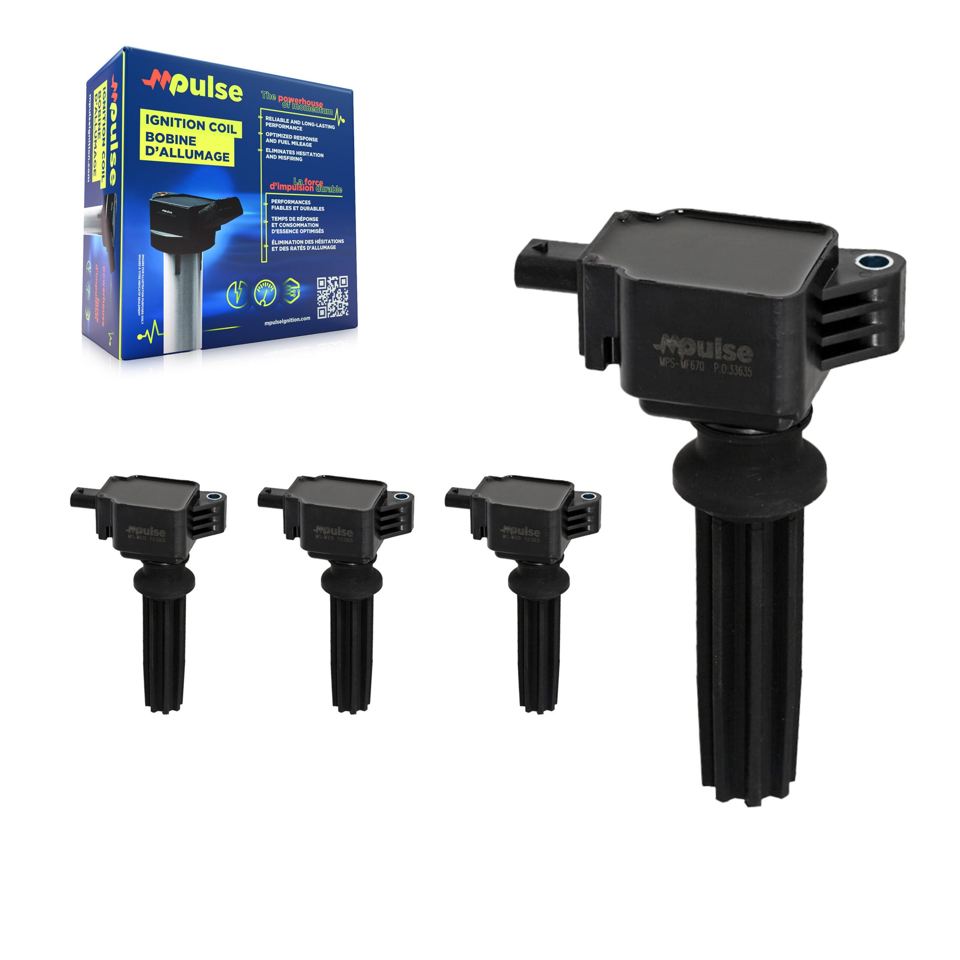 Mpulse KMP-100416 Ignition Coil for 2012-2023 Ford EcoSport, Jaguar XE and More