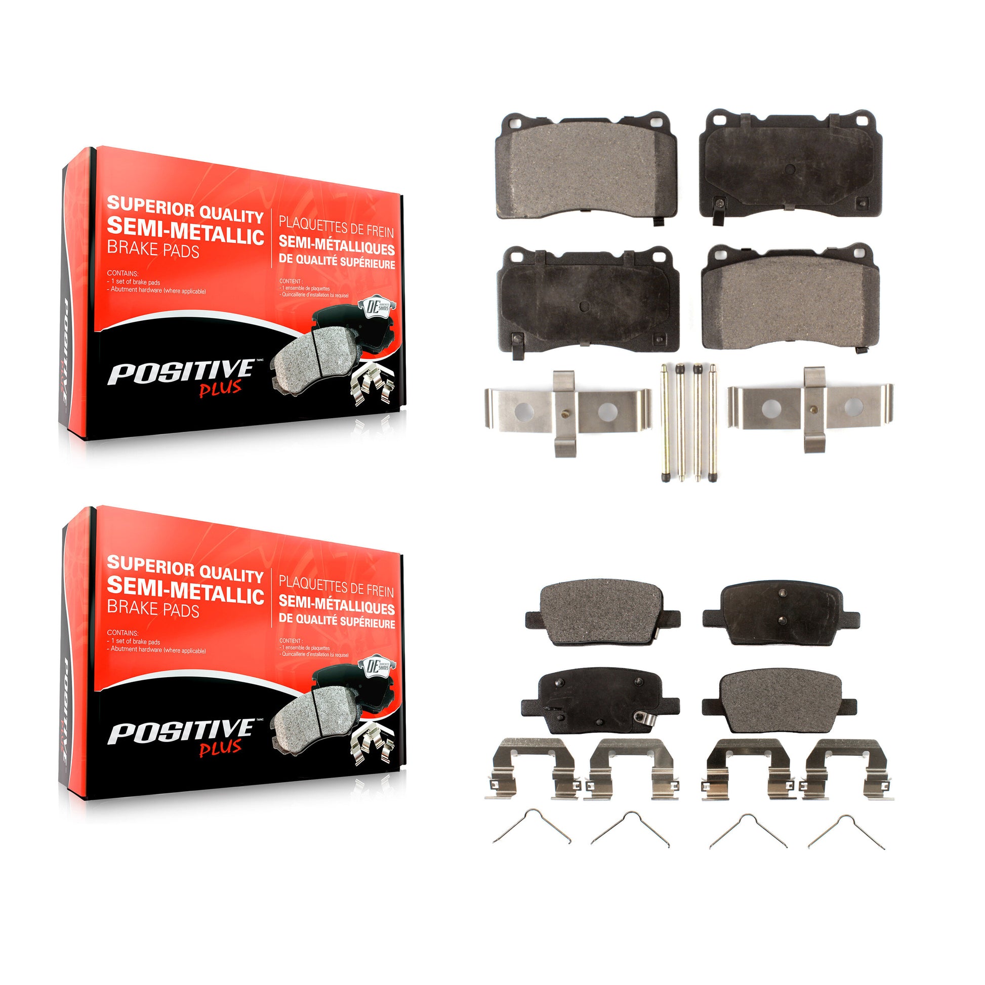 Positive Plus KPF-100010 Disc Brake Pad for 2016-2022 Chevrolet Camaro, Cadillac CT6 - Front and Rear