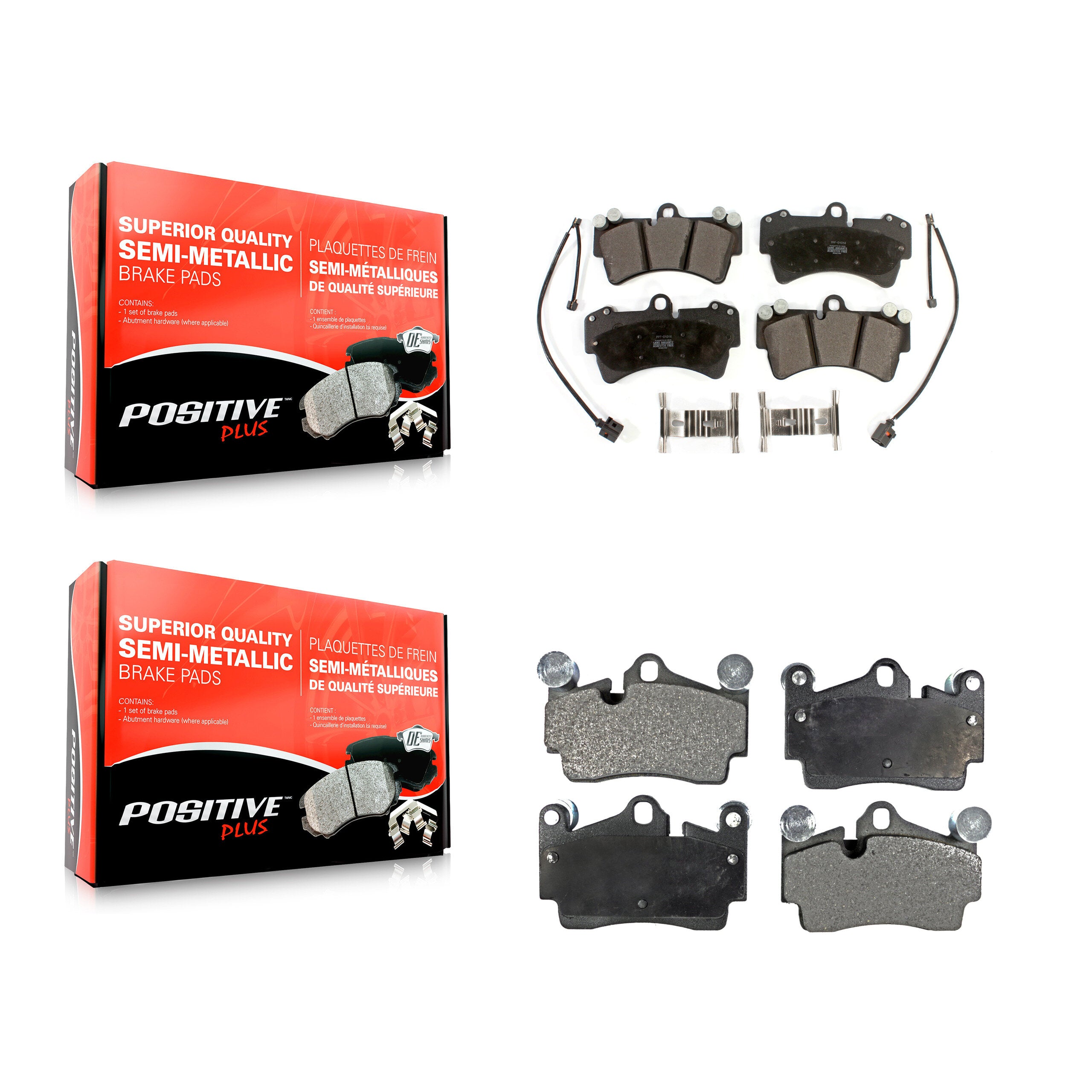 Positive Plus KPF-100014 Disc Brake Pad for 2003-2015 Audi Q7, Porsche Cayenne, Volkswagen Touareg - Front and Rear
