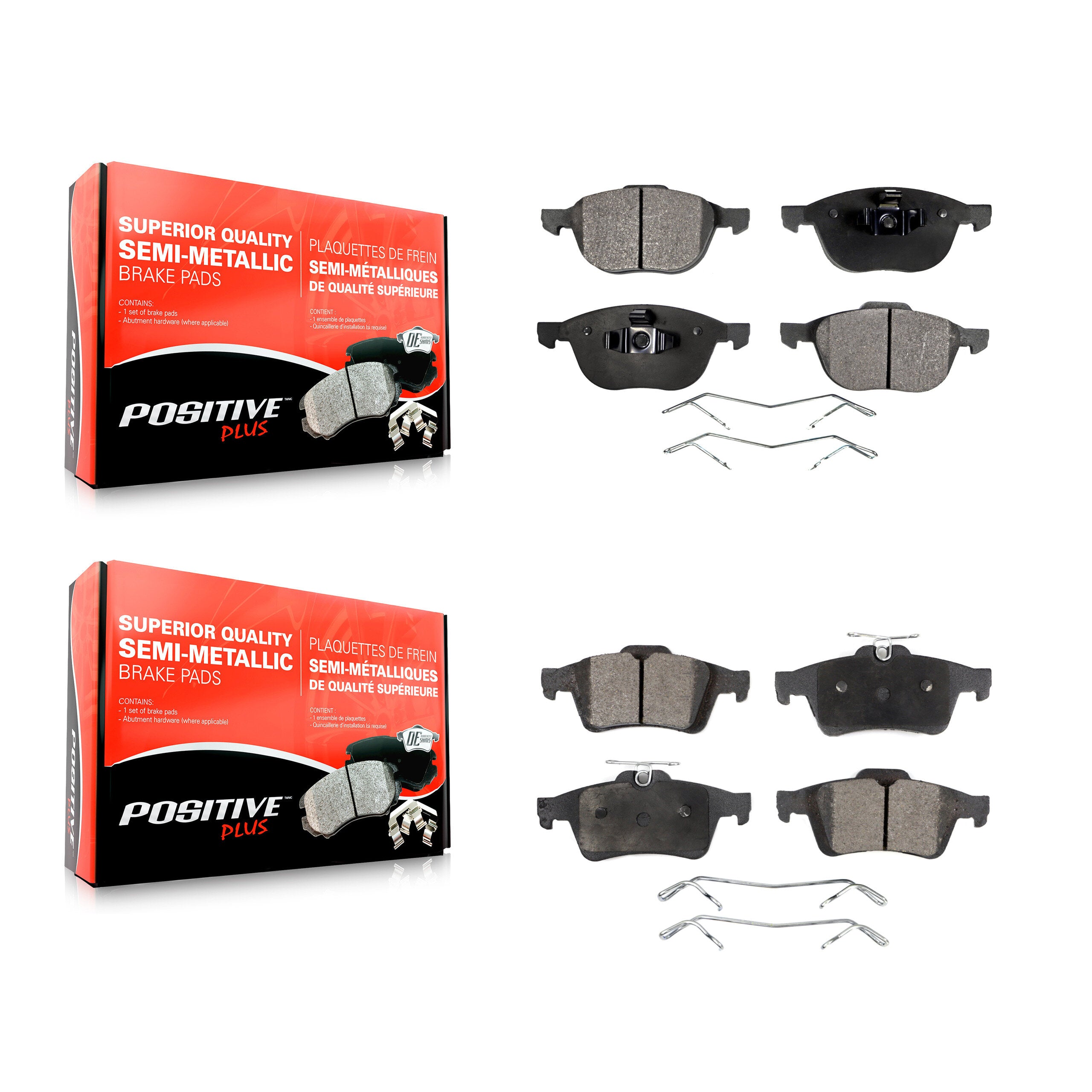 Positive Plus KPF-100022 Disc Brake Pad for 2004-2022 Ford EcoSport, Ford Focus and More - Front and Rear