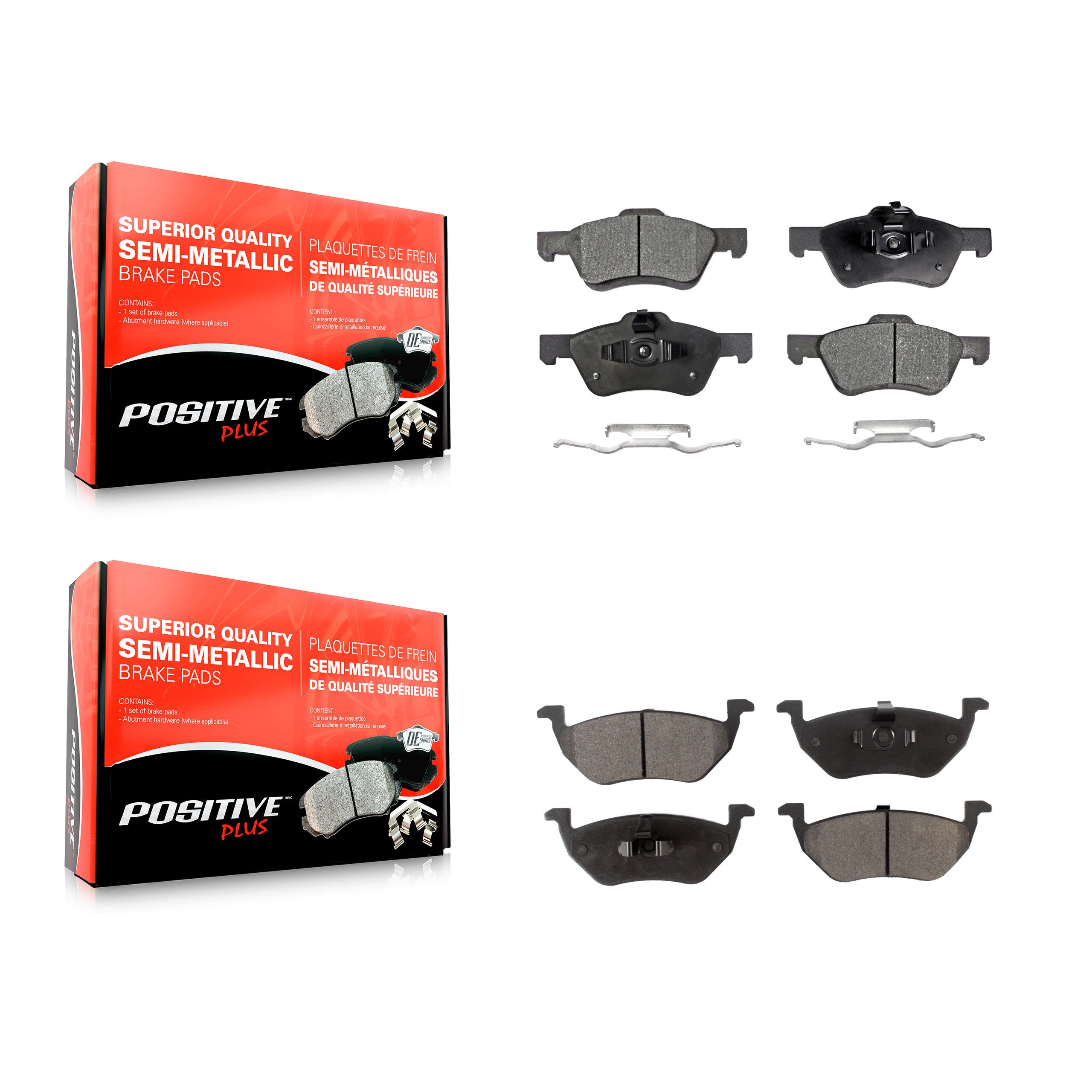 Positive Plus KPF-100025 Disc Brake Pad for 2005-2011 Ford Escape, Mercury Mariner, Mazda Tribute - Front and Rear