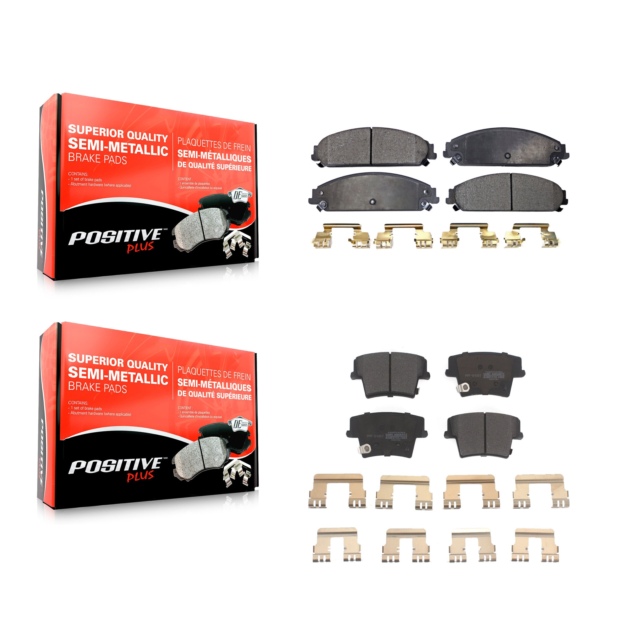 Positive Plus KPF-100028 Disc Brake Pad for 2005-2023 Dodge Charger, Dodge Challenger and More - Front and Rear