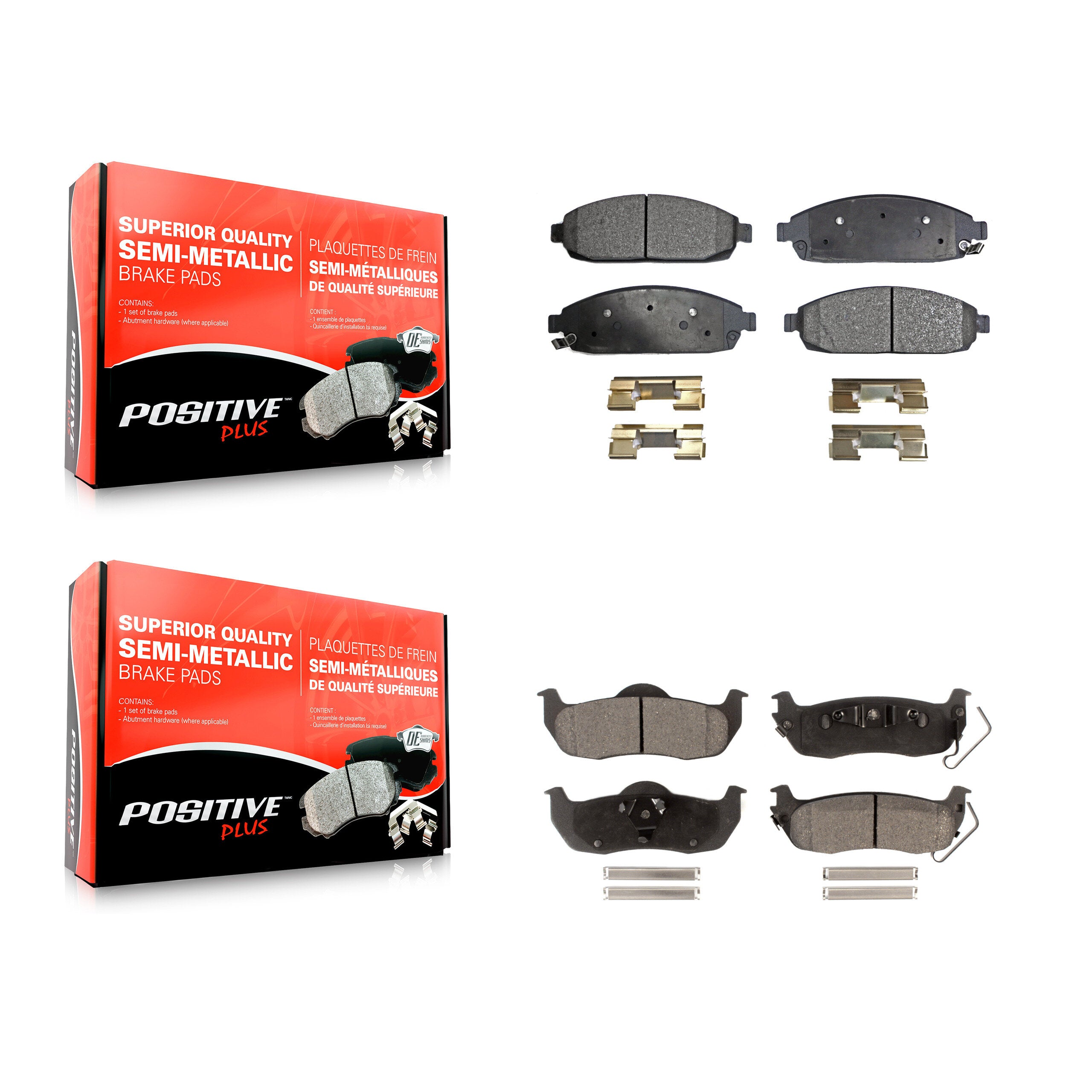 Positive Plus KPF-100043 Disc Brake Pad for 2005-2010 Jeep Grand Cherokee, Jeep Commander - Front and Rear