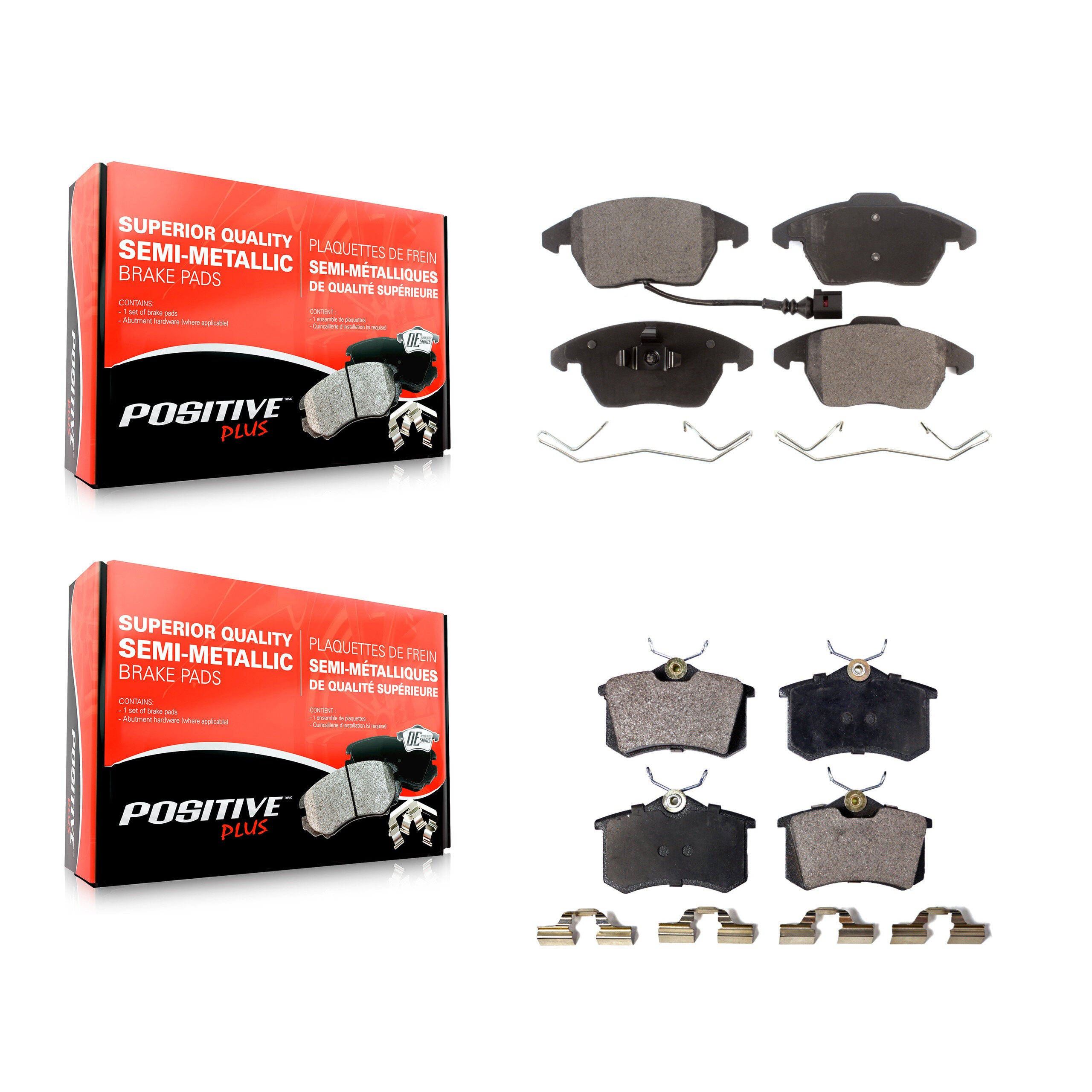 Positive Plus KPF-100055 Disc Brake Pad for 2009-2019 Volkswagen Jetta, Volkswagen Beetle, Audi A3 - Front and Rear