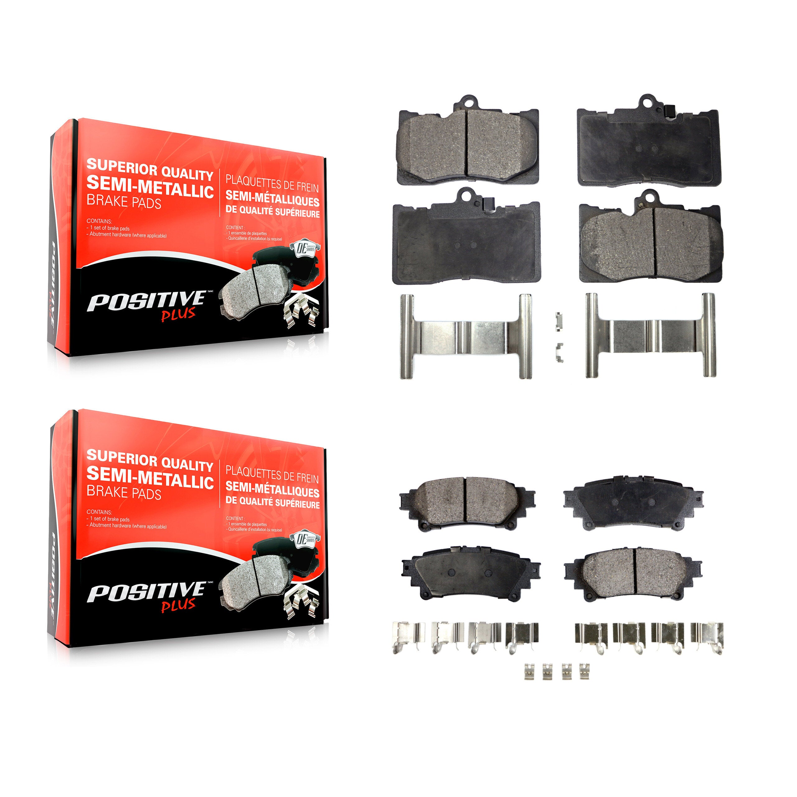 Positive Plus KPF-100056 Disc Brake Pad for 2013-2020 Lexus GS350, Lexus RC300 and More - Front and Rear