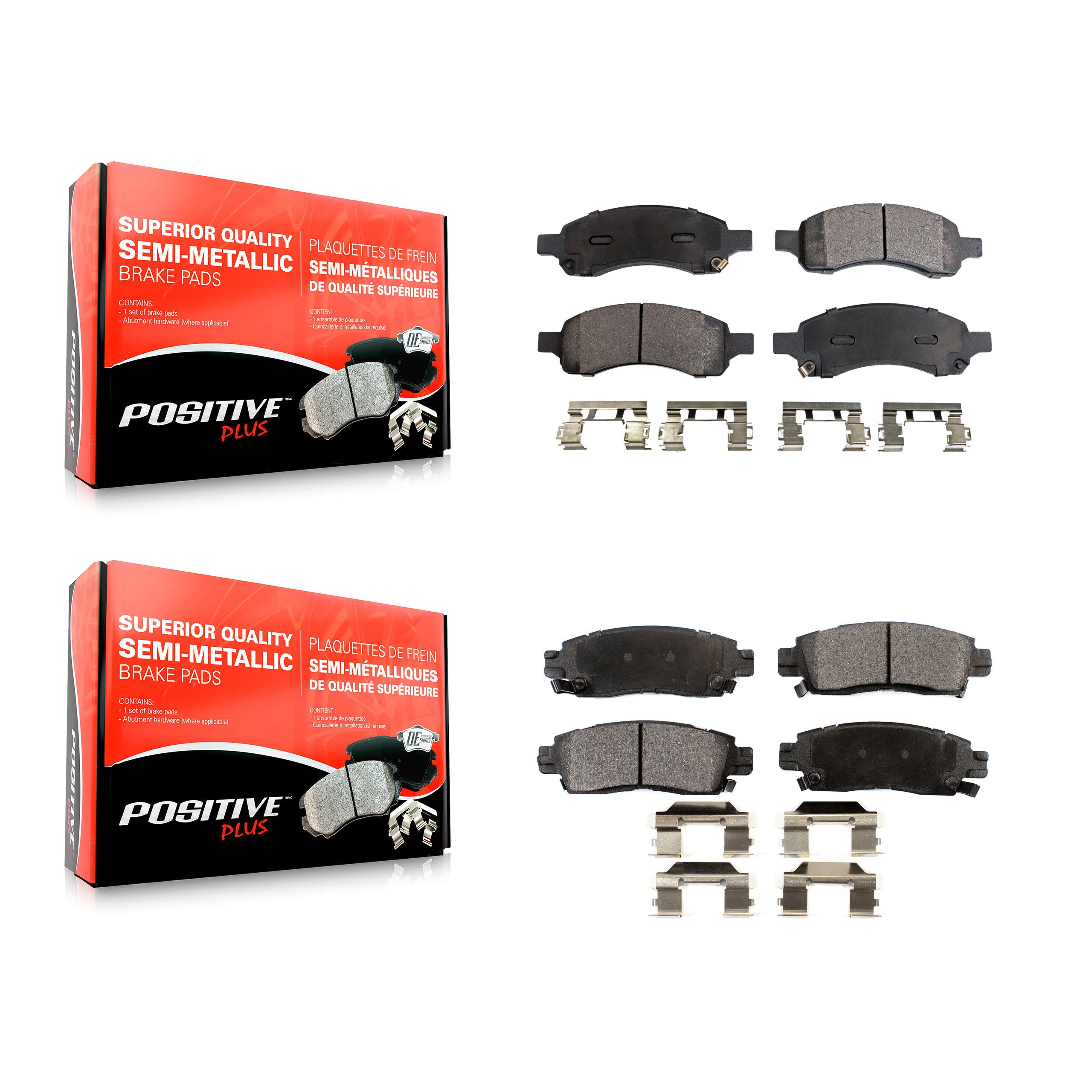 Positive Plus KPF-100073 Disc Brake Pad for 2007-2017 GMC Acadia Limited, Chevrolet Traverse and More - Front and Rear